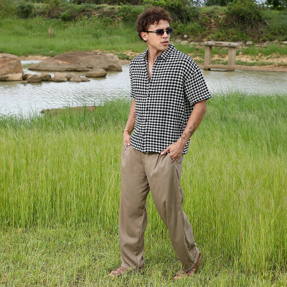 Lozenge-Striped Oversized Shirt