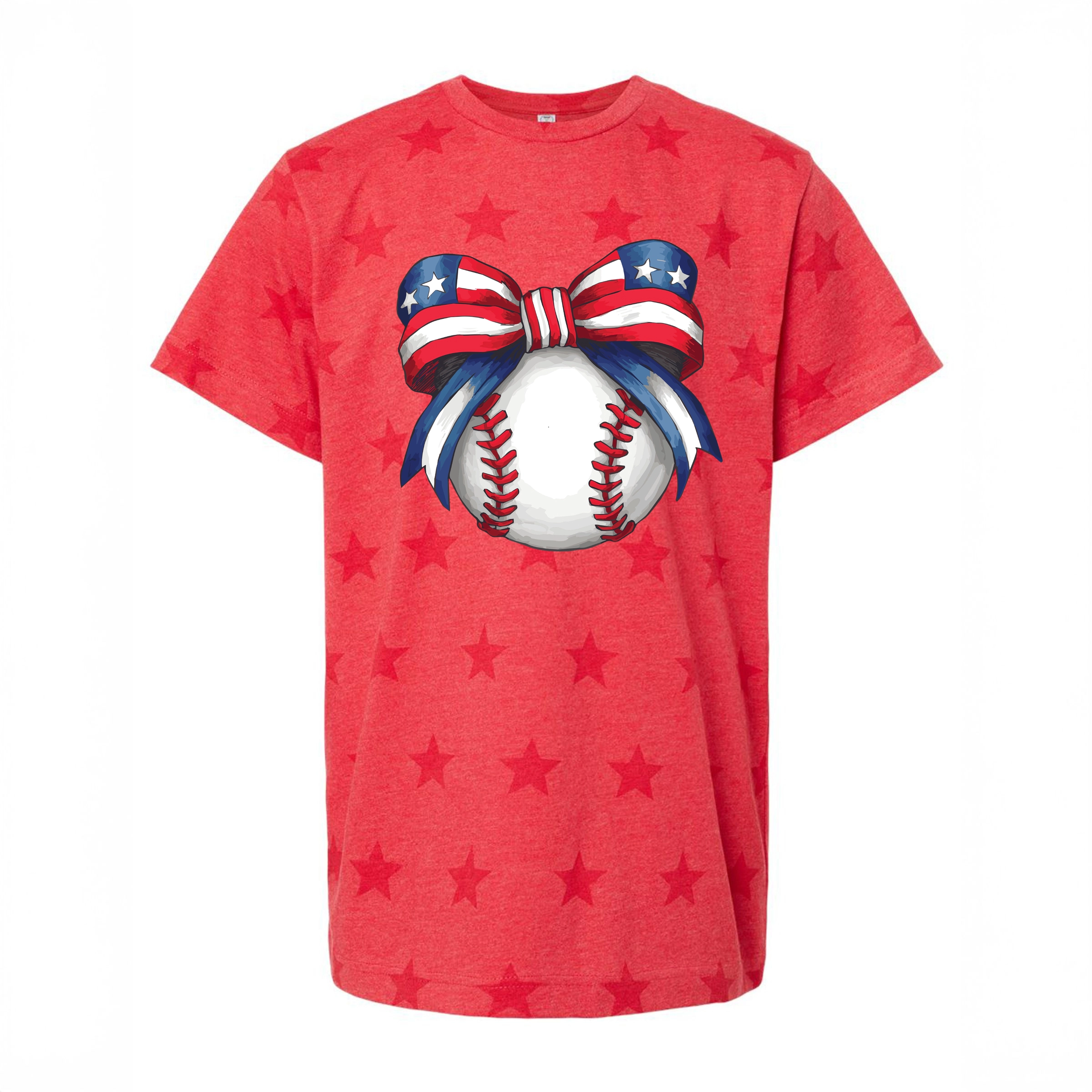 The Juniper Shop - Coquette Patriotic Baseball Youth Short Sleeve Star Tee