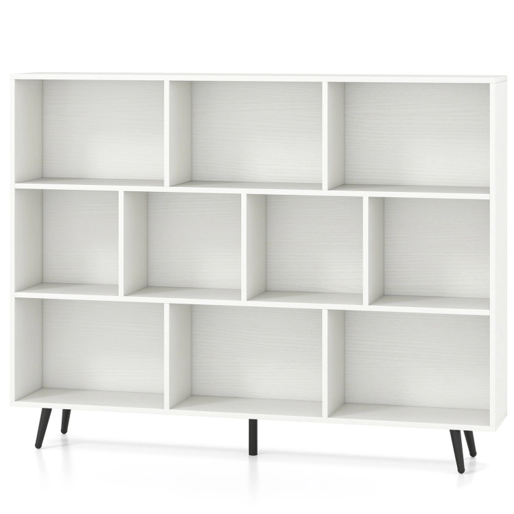 Hivvago Cube Bookcase with 5 Tapered Metal Legs-Off White