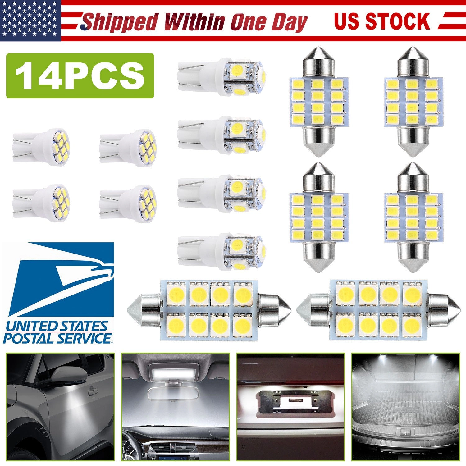 GBruno 14-Piece LED Interior Car Light Bulb Kit