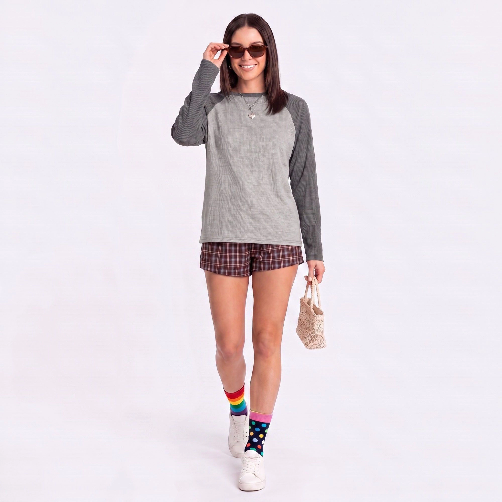 Anna-Kaci Women's Colorblock Waffle Knit Raglan Long Sleeve Top