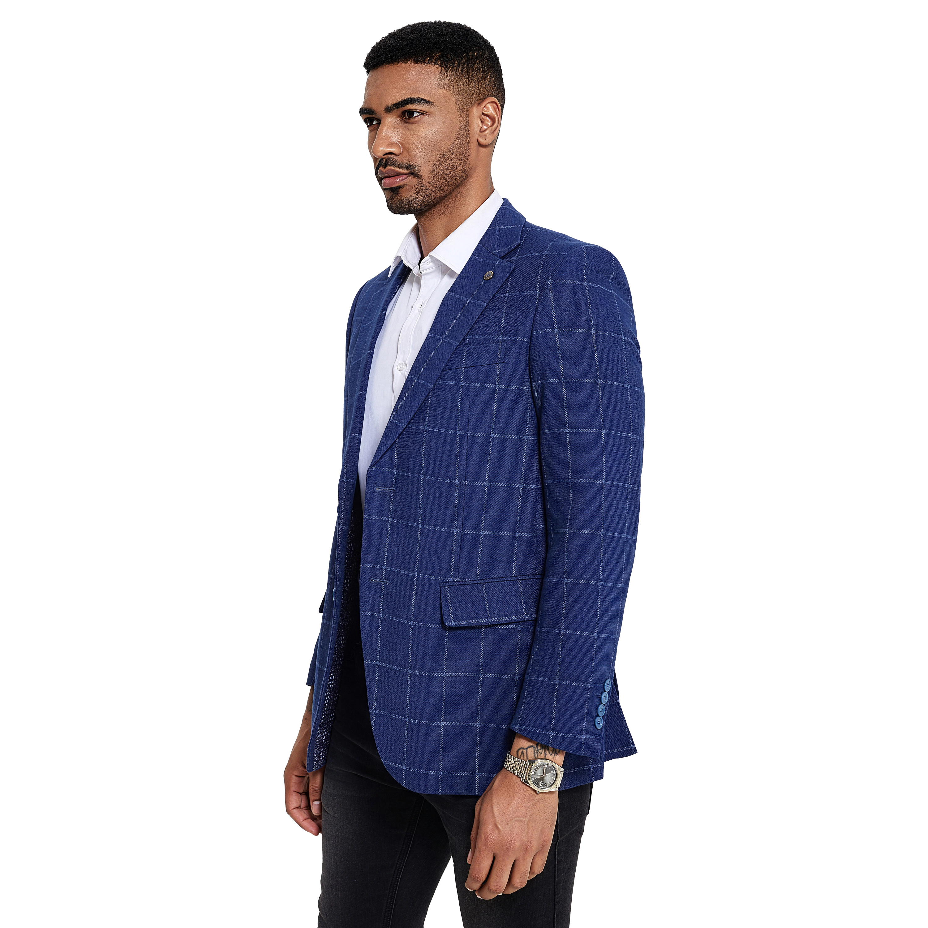 Tazzio Mens Slim Fit Windowpane Sport Coat