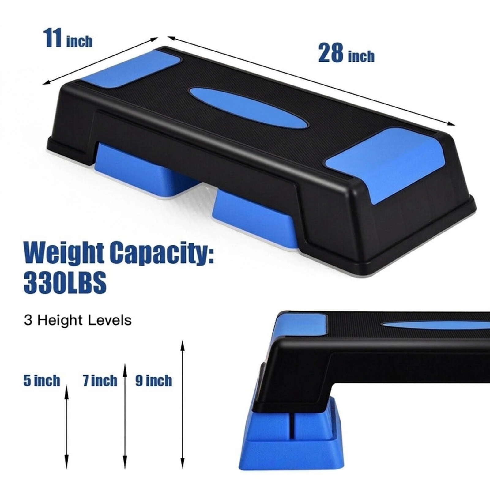 SUGIFT Aerobic Exercise Stepper Trainer Ab Step Platform 330-lb Capacity Blue/Gray/Purple