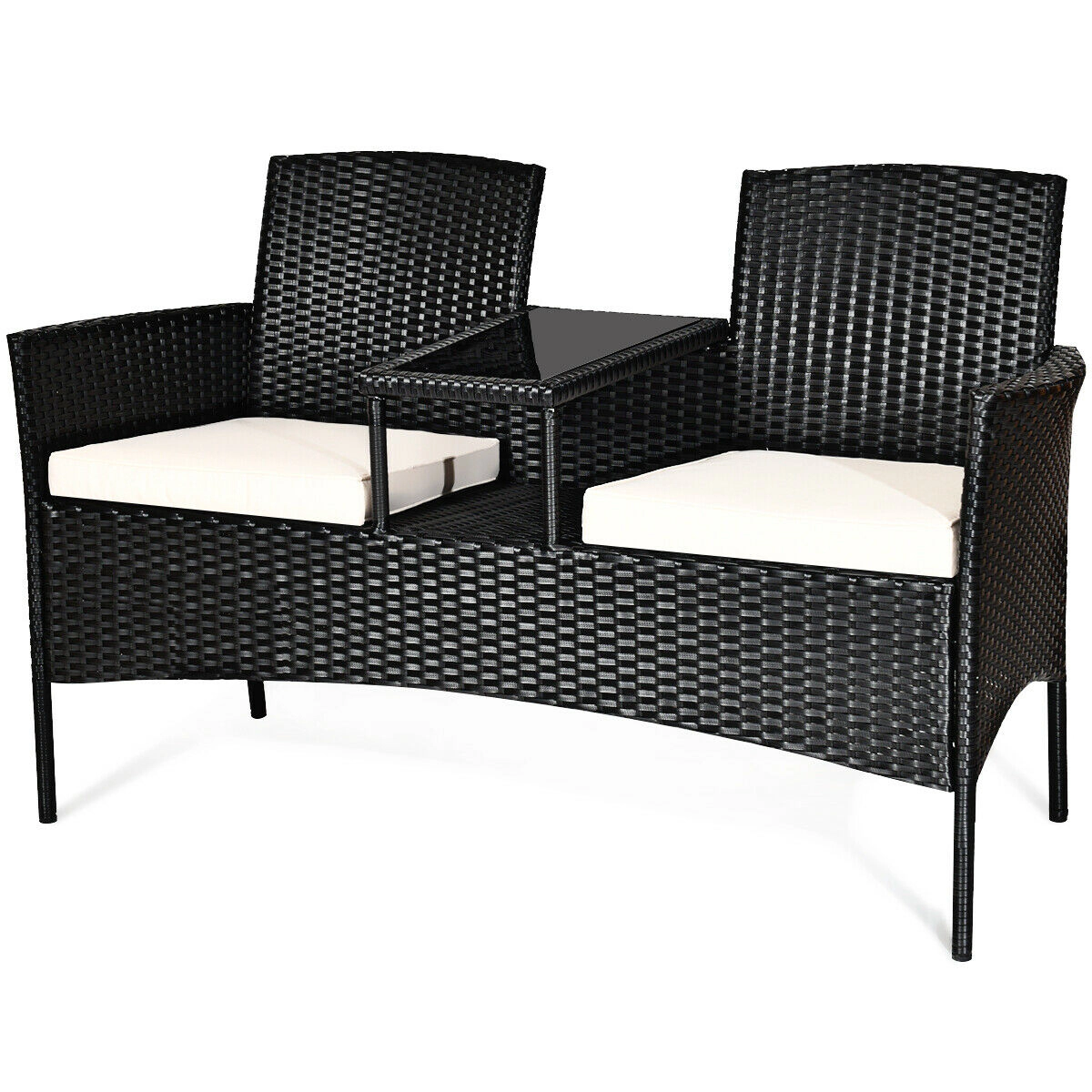 LJG Wicker Patio Conversation Furniture Set with Removable