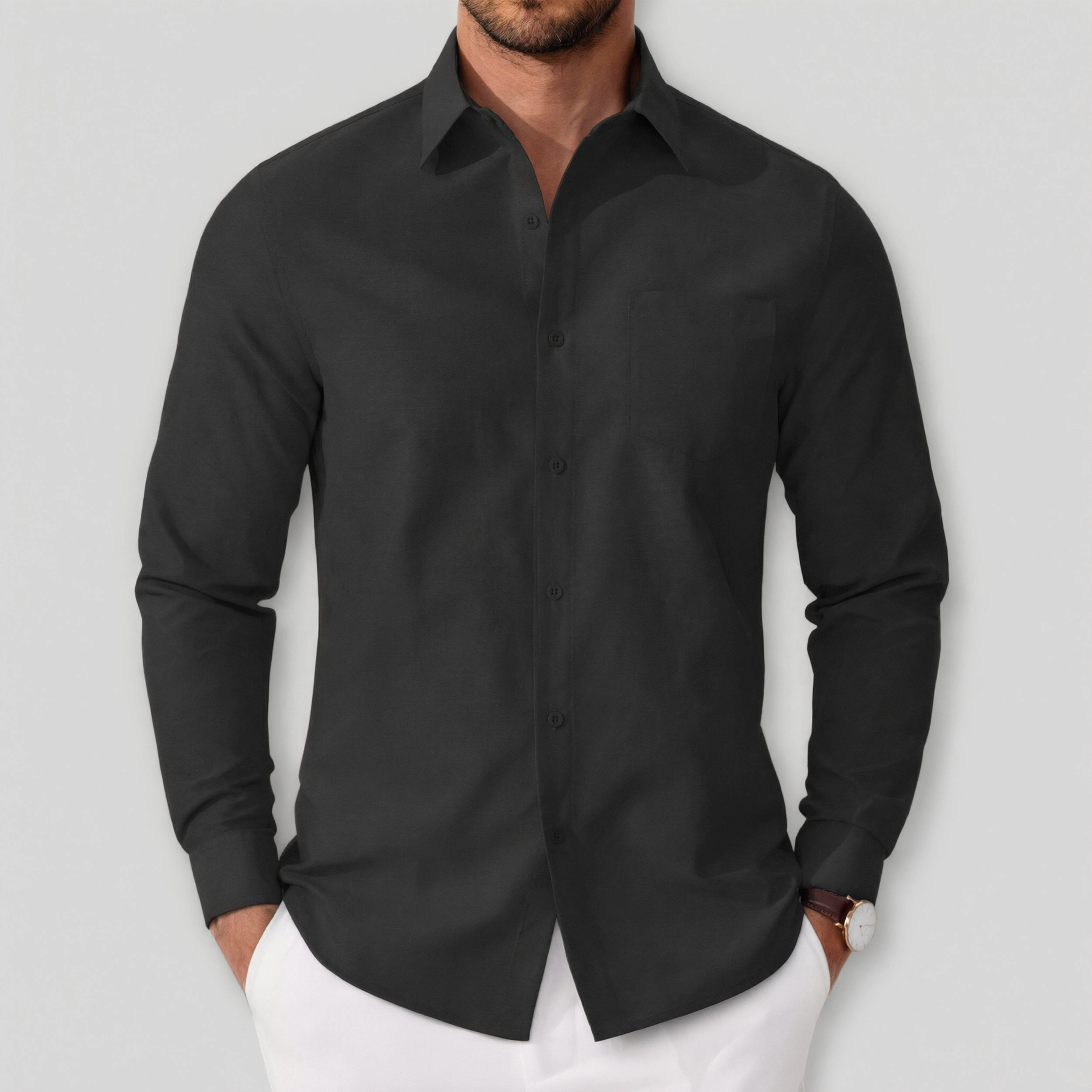 COOFANDY Mens Classic Long Sleeve Button Down Shirt Chest Pocket Casual Work Shirts