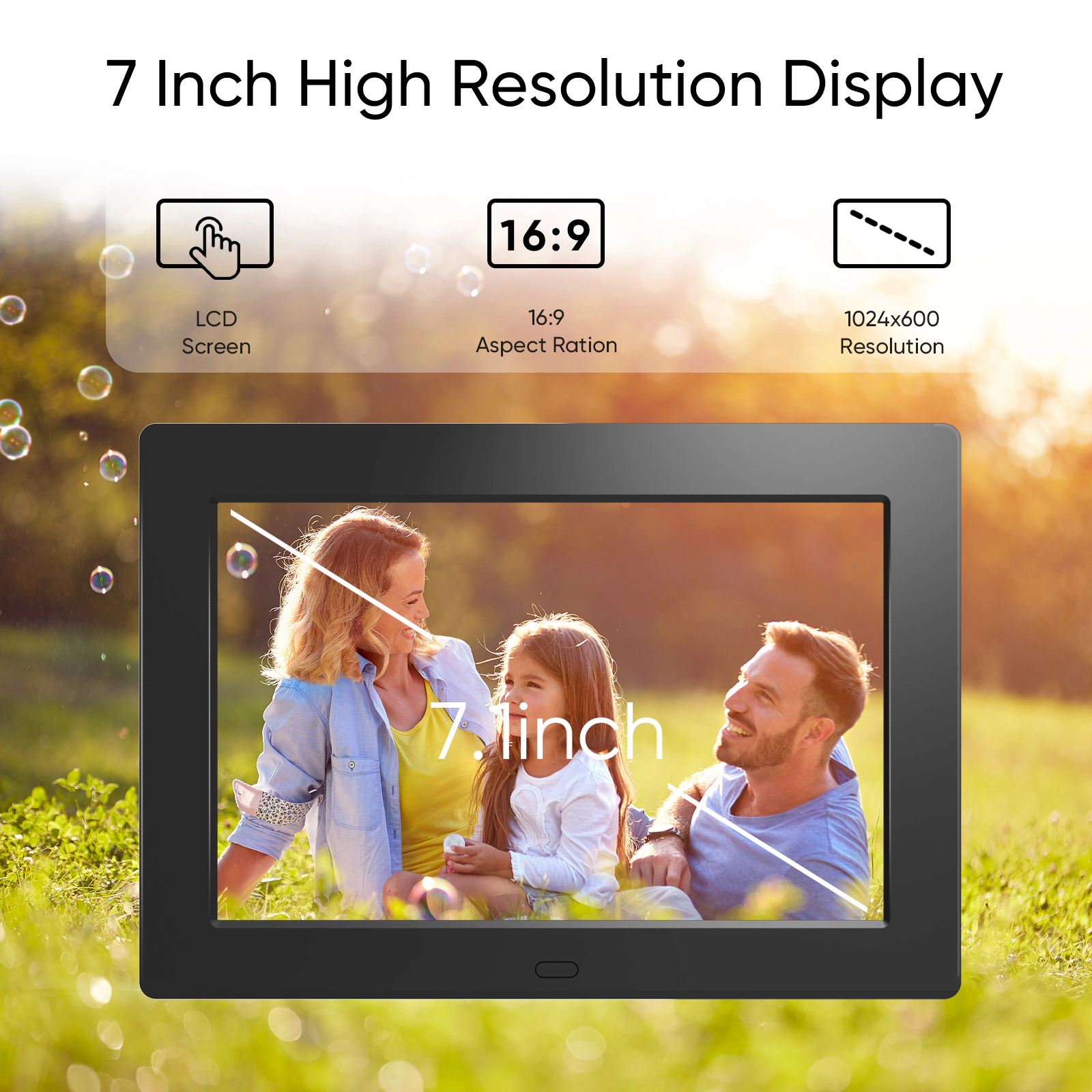 Sonicgrace 7" Digital Photo Frame IPS App Controlled