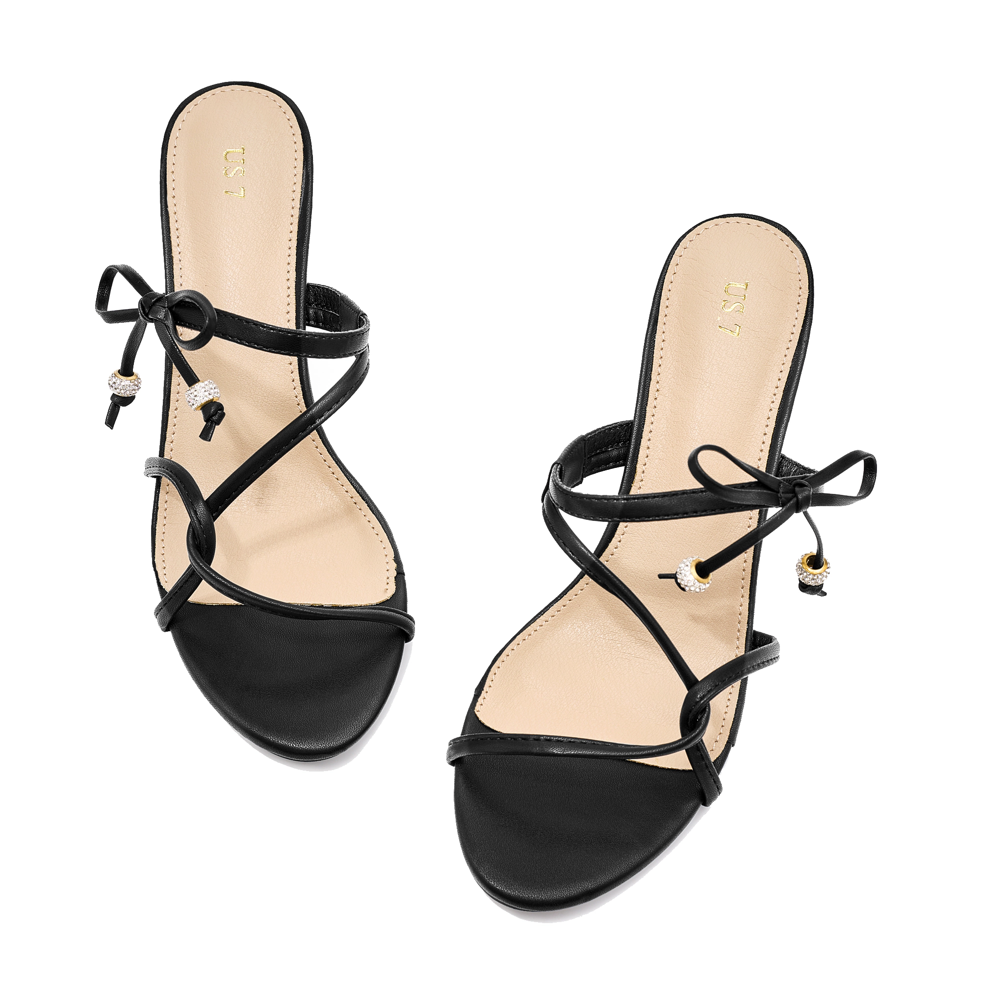 BLISSFUL STEP Women's Open Toe Slide on Strappy Stiletto Heel Sandals