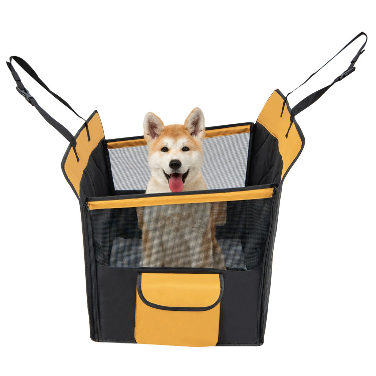 SUGIFT 25 x 21.5-in Black 600D Oxford Dog Car Seat Cover Back Seat Hammock with Mesh Windows and Storage Pocket