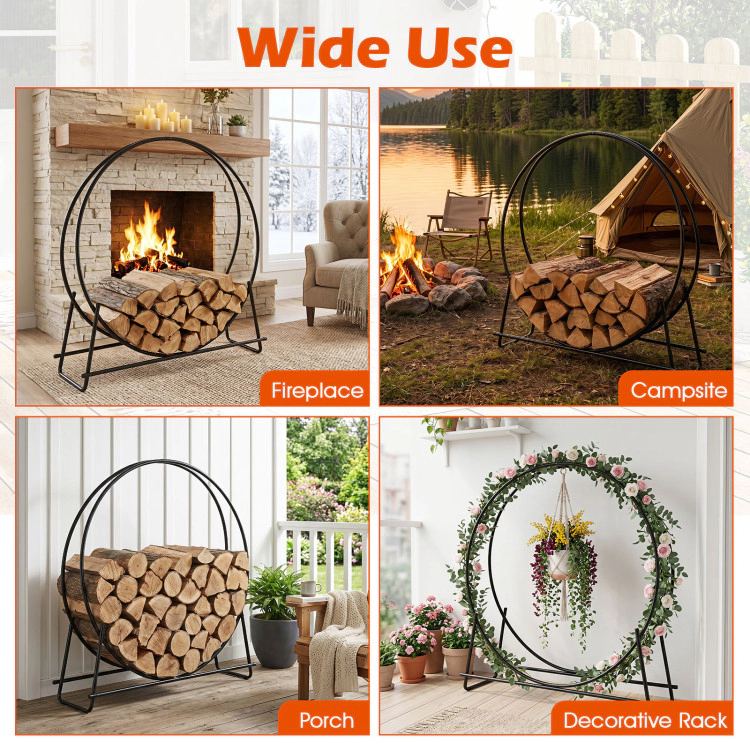 Hivvago Round Firewood Rack With Heavy-Duty Metal Frame