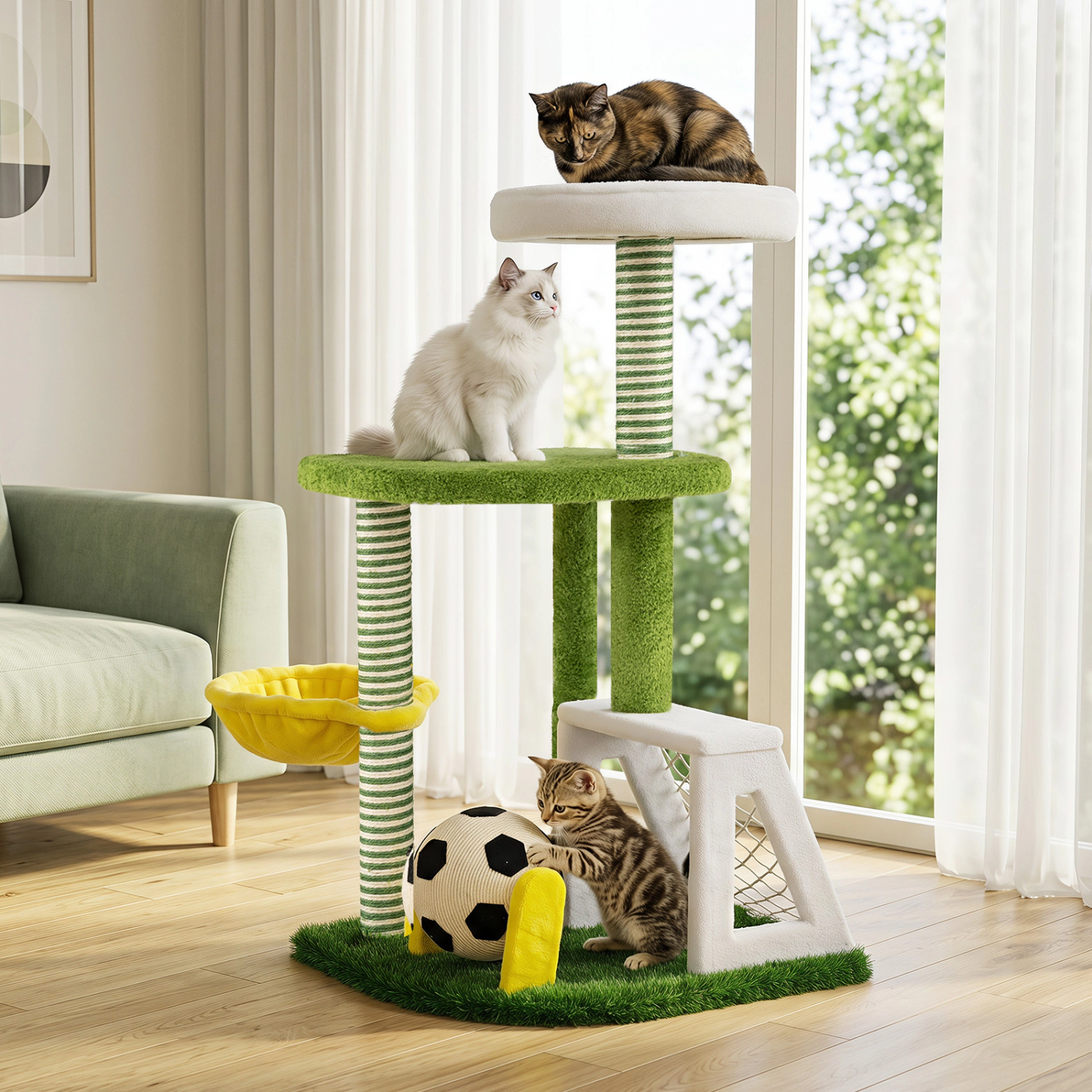 LJG Modern Cat Tree for Indoor Kittens Multi-Level Cat Tower with Perches