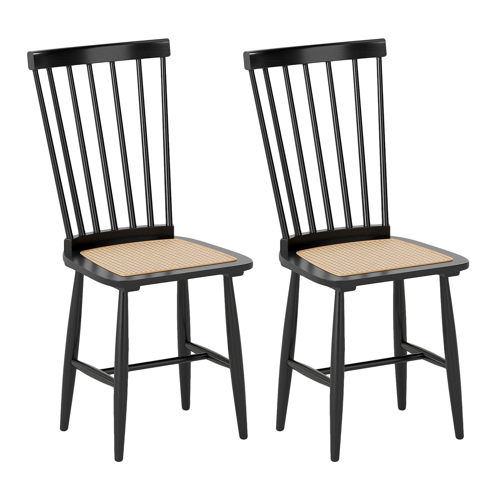 SlickBlue Farmhouse Windsor Chairs, Spindle Back, Rubber Wood Frame