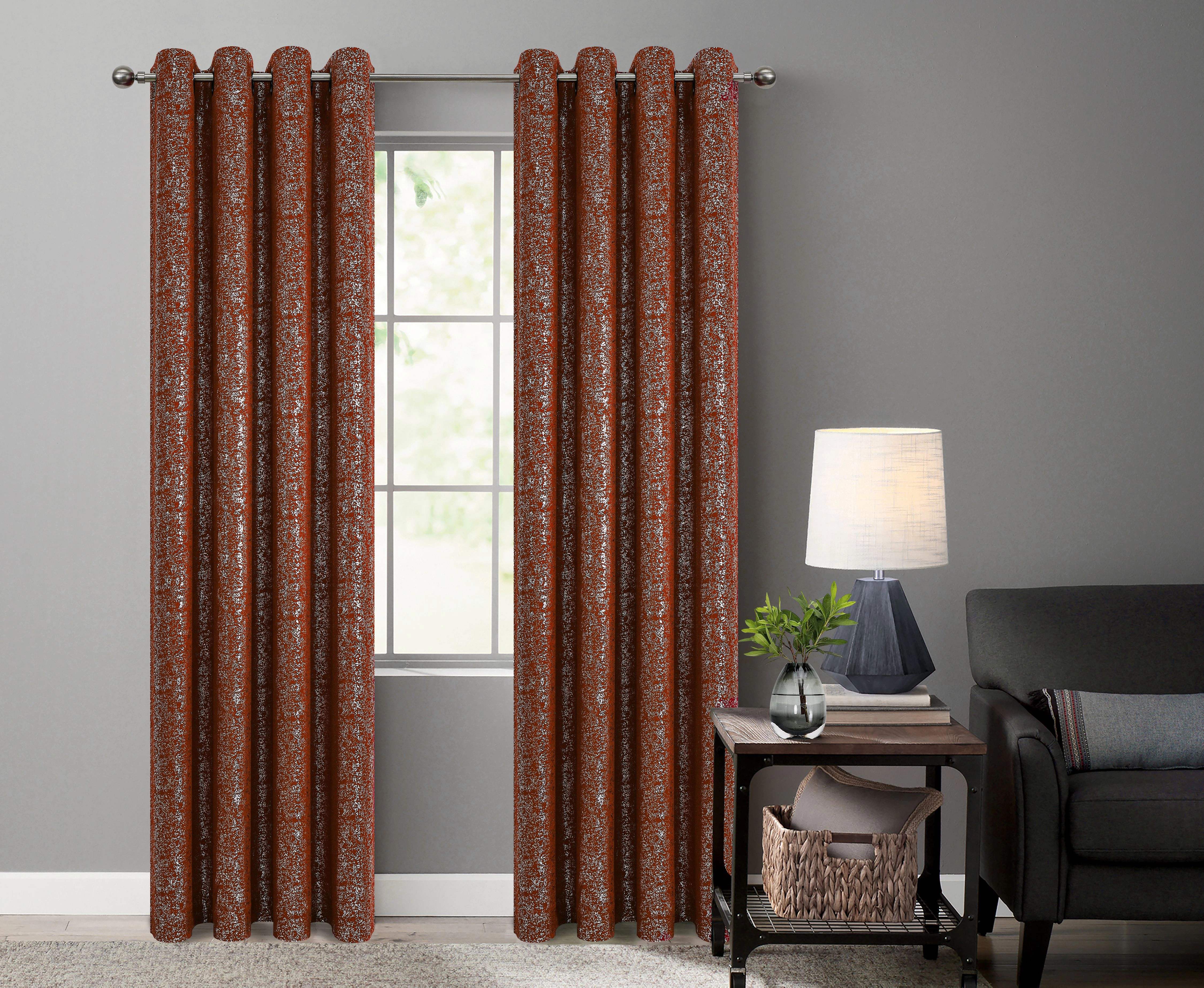Kate Aurora 2 Piece Grommet Top Moroccan Sparkly Spice Light Reducing Window Curtain Panels - 84 in. Long