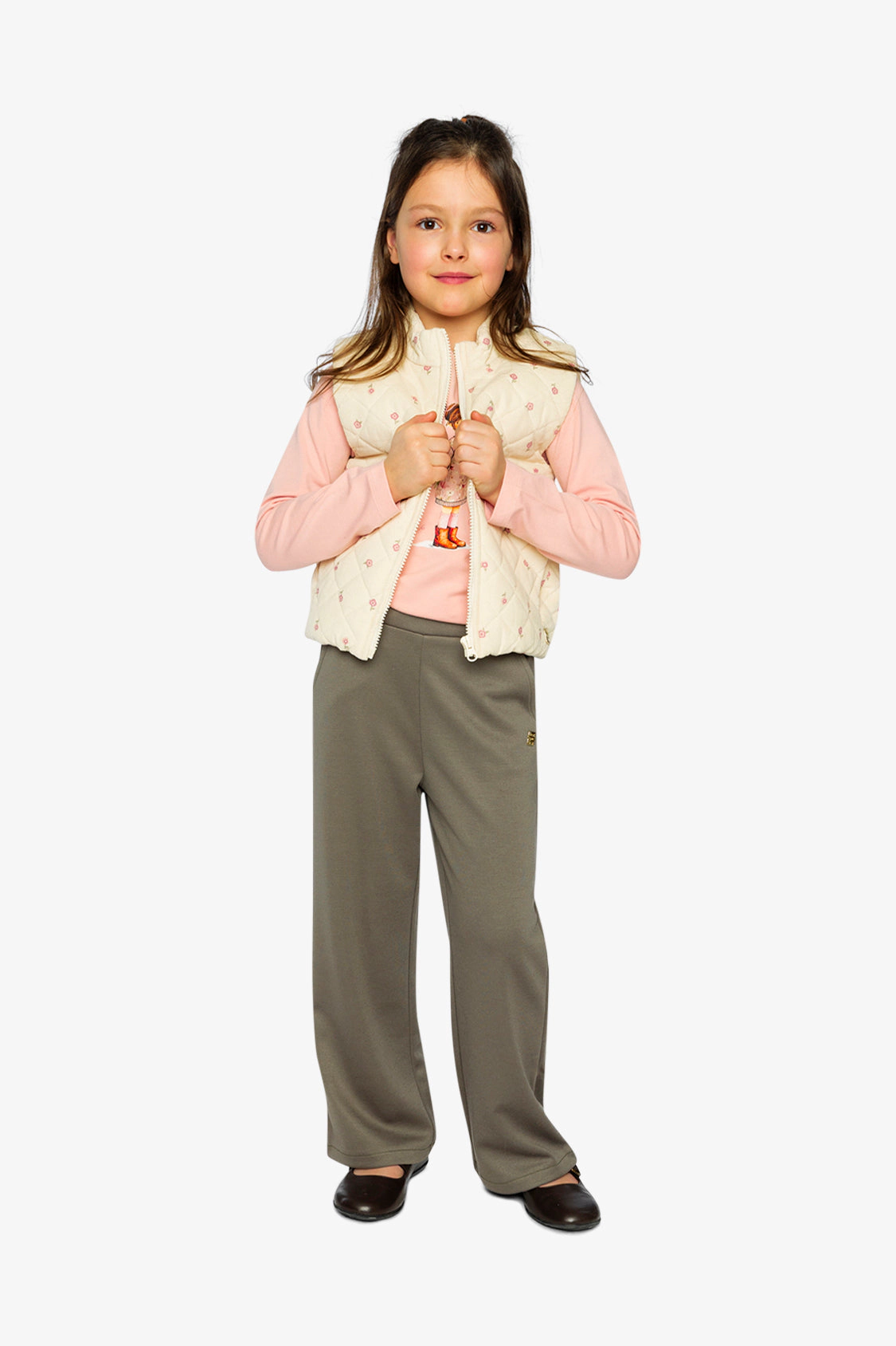 Deux par Girls Floral Print Corduroy Puffy Vest