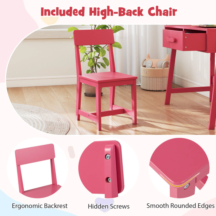 Hivvago Kids Desk And Chair Set With Storage Drawer Hutch