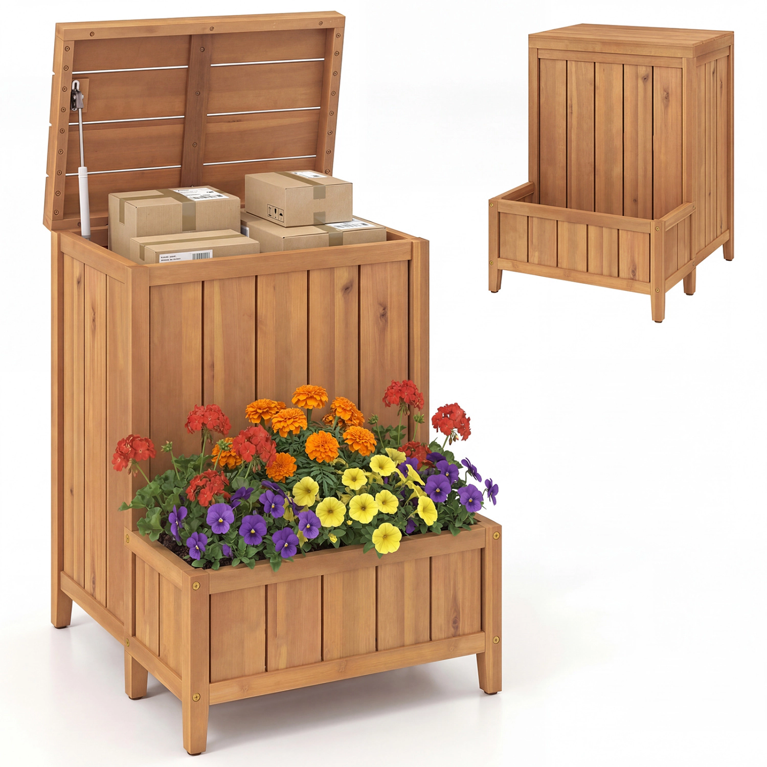 LJG Package Delivery Box with Planter Box for Pool Accessories and Garden Tools