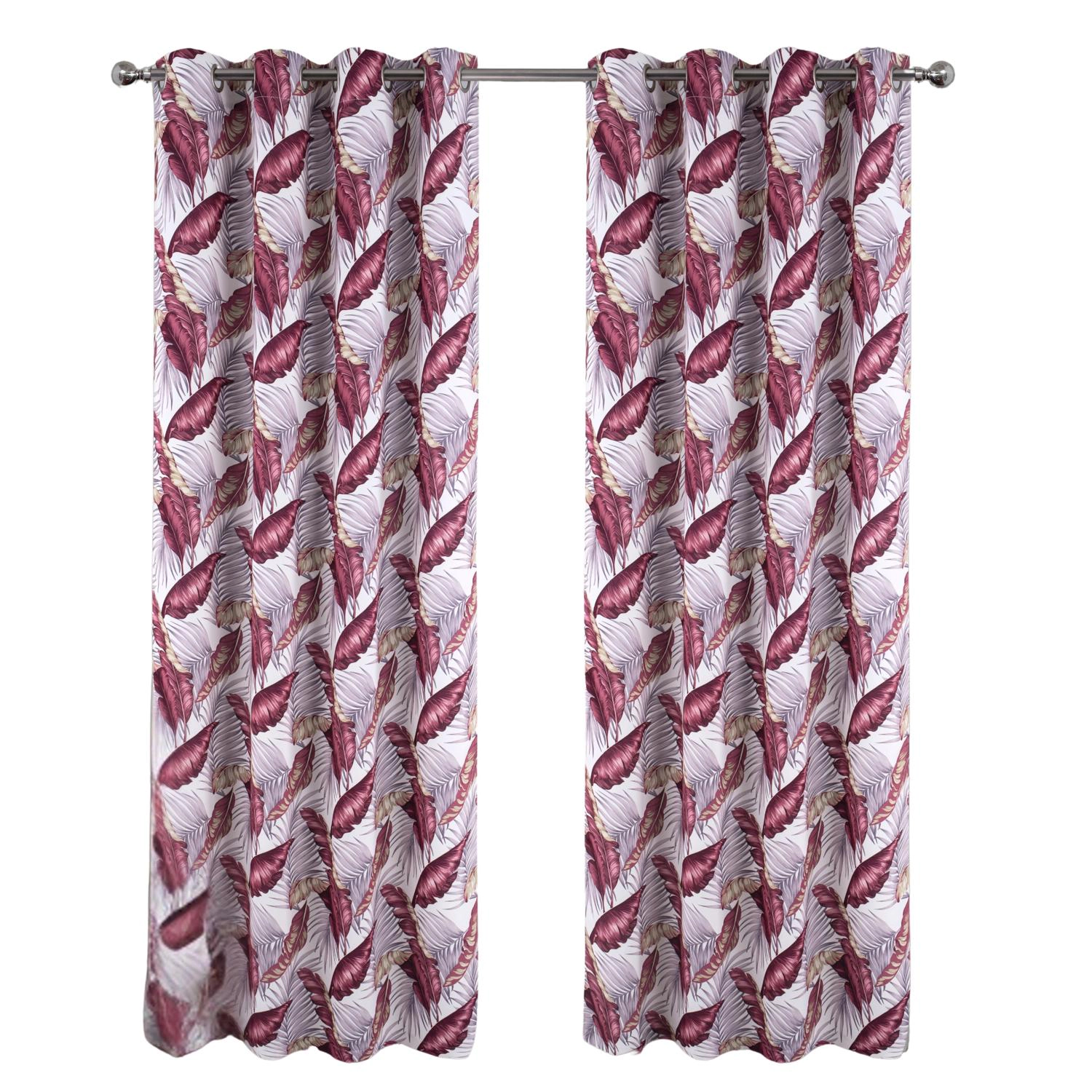 RT Designer Collection Brazil Printed Blackout Luxurious Decorative Grommet Curtain Panel 54" x 90" Burgundy