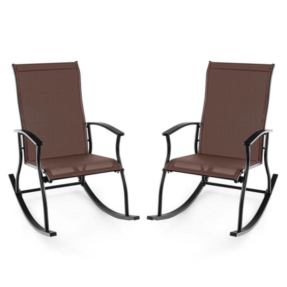 Hivvago 2 Pieces Outdoor Rocking Chairs With Breathable Backrest