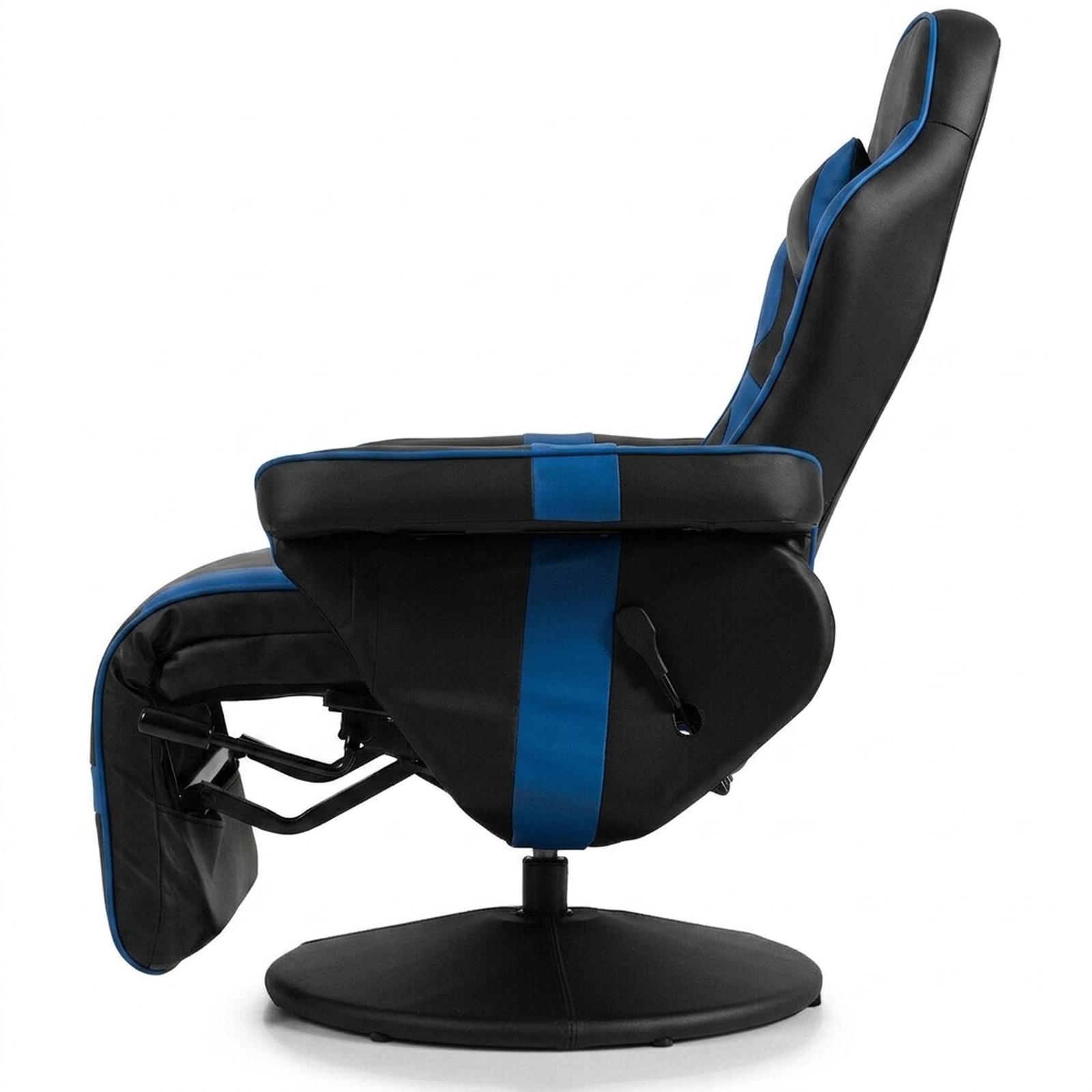 SUGIFT Blue Gaming Recliner Chair, 8-Mode Massage, Adjustable Footrest, Cup Holder