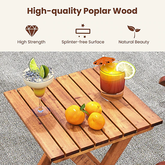 Hivvago 3-piece Outdoor Poplar Wood Rocking Bistro Set