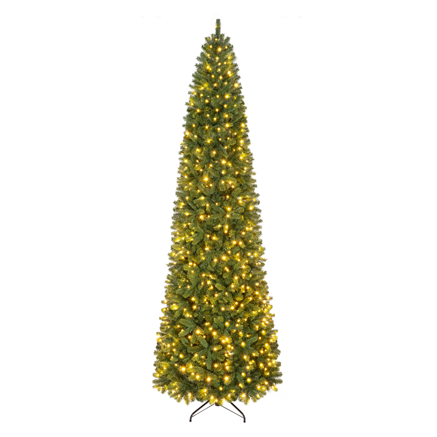 LJG 9 FT Pencil Alpine Christmas Tree with 1345 Full Branch Tips and 550 Dual-Color LED Lights
