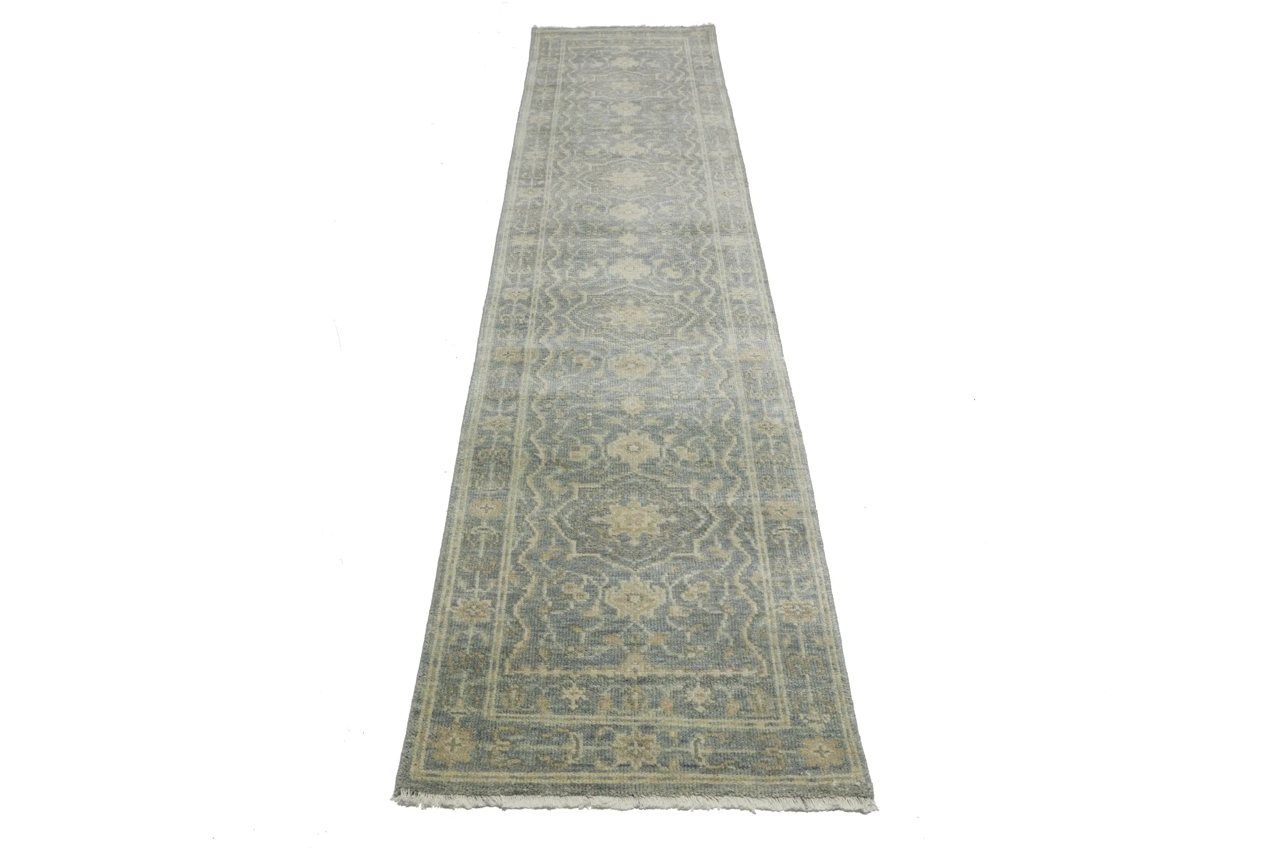Magic Rugs Muted Gray Floral 2'5X11'9 Transitional Oriental Runner Rug