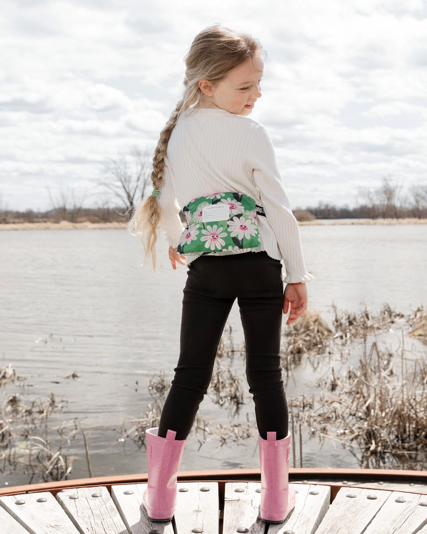 Deux par Girls Packable Windbreaker Polyester Smiling Flower Print