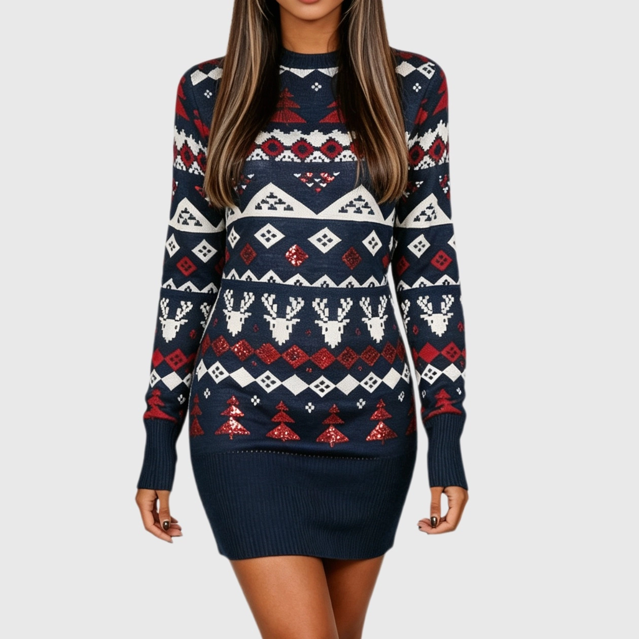 YesFashion Christmas Sweater Dresses for Women Cute Winter Themed Dress Instant Holiday Outfits