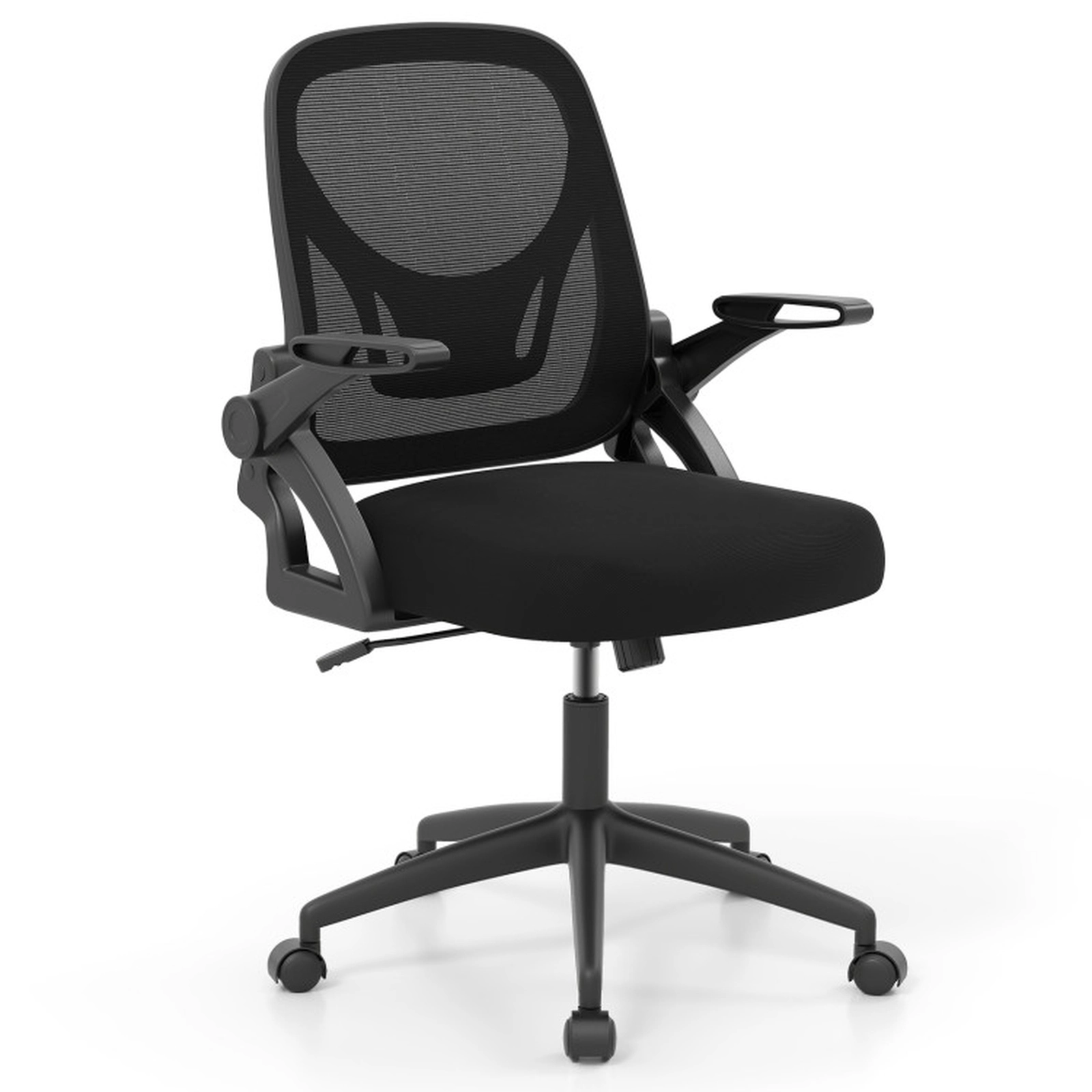 SUGIFT Flip-up Arms Built-in Lumbar Support Breathable Mesh Computer Desk Chair 25-in x 25-in x 36-in 330-lb Black