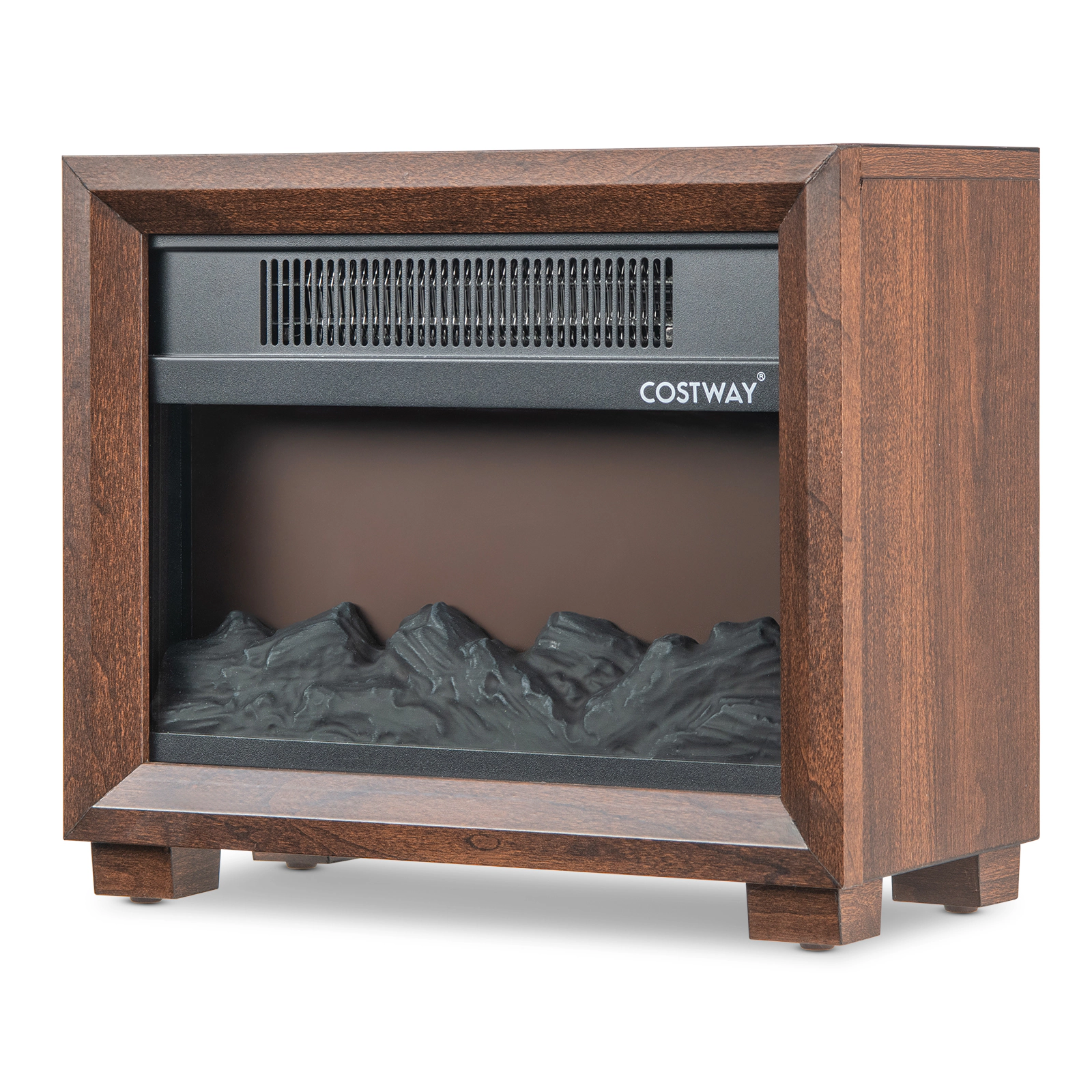 LJG Mini Wooden Space Tabletop Fireplace with Realistic Flame Effect