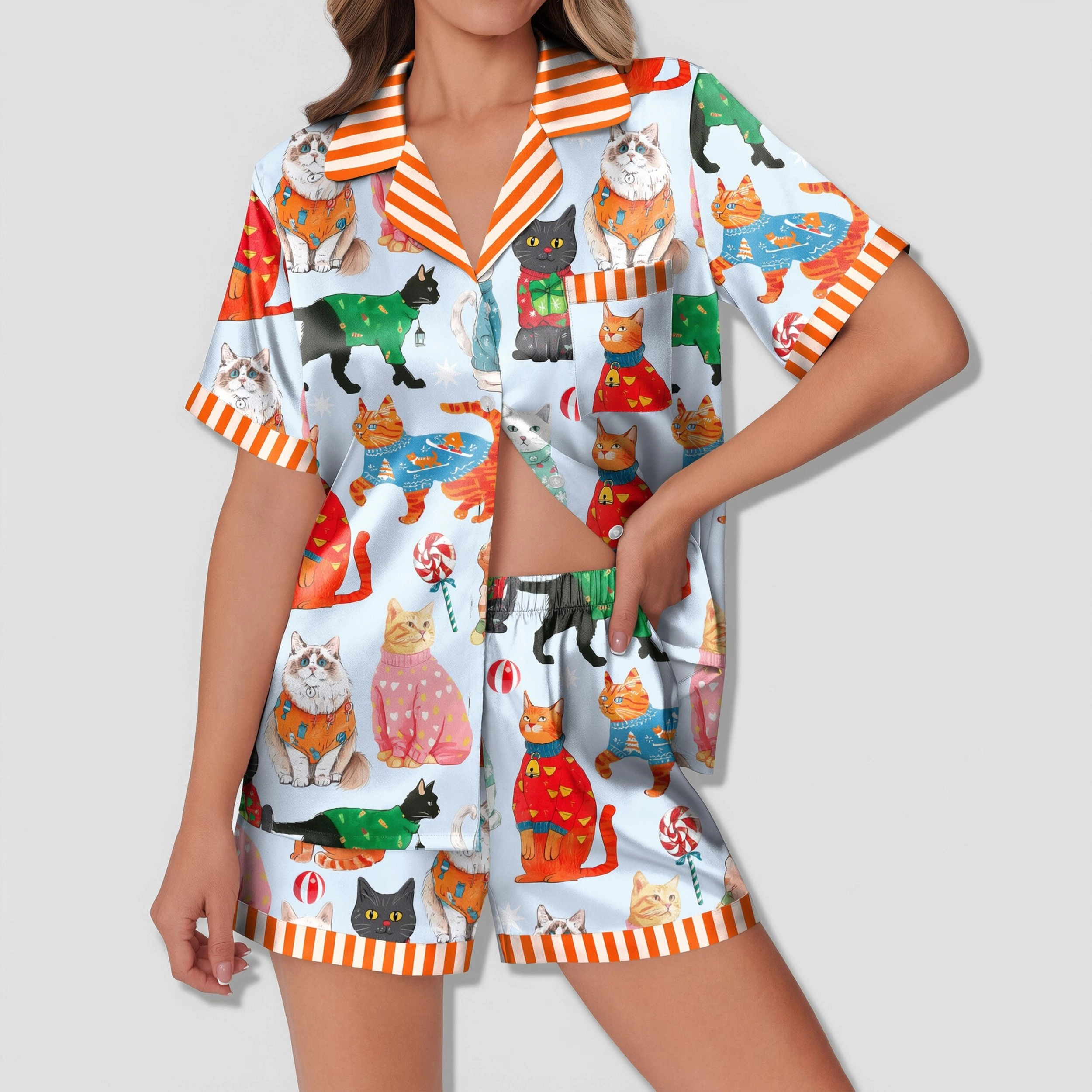Ekouaer Womens Pajamas Set Button Down Short Sleeve Lounge 2 Piece