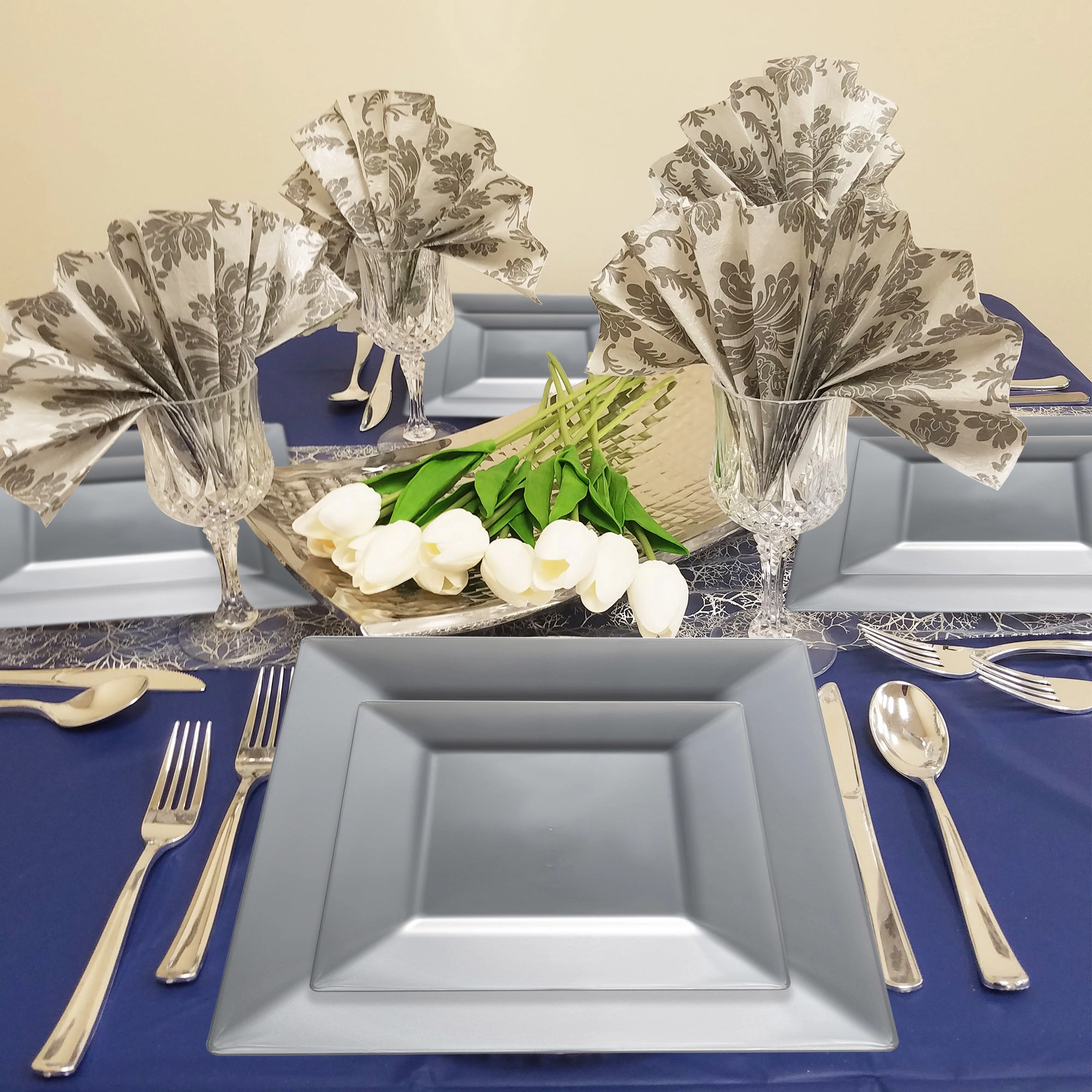 Smarty Had A Party Silver Square Plastic Wedding Value Set