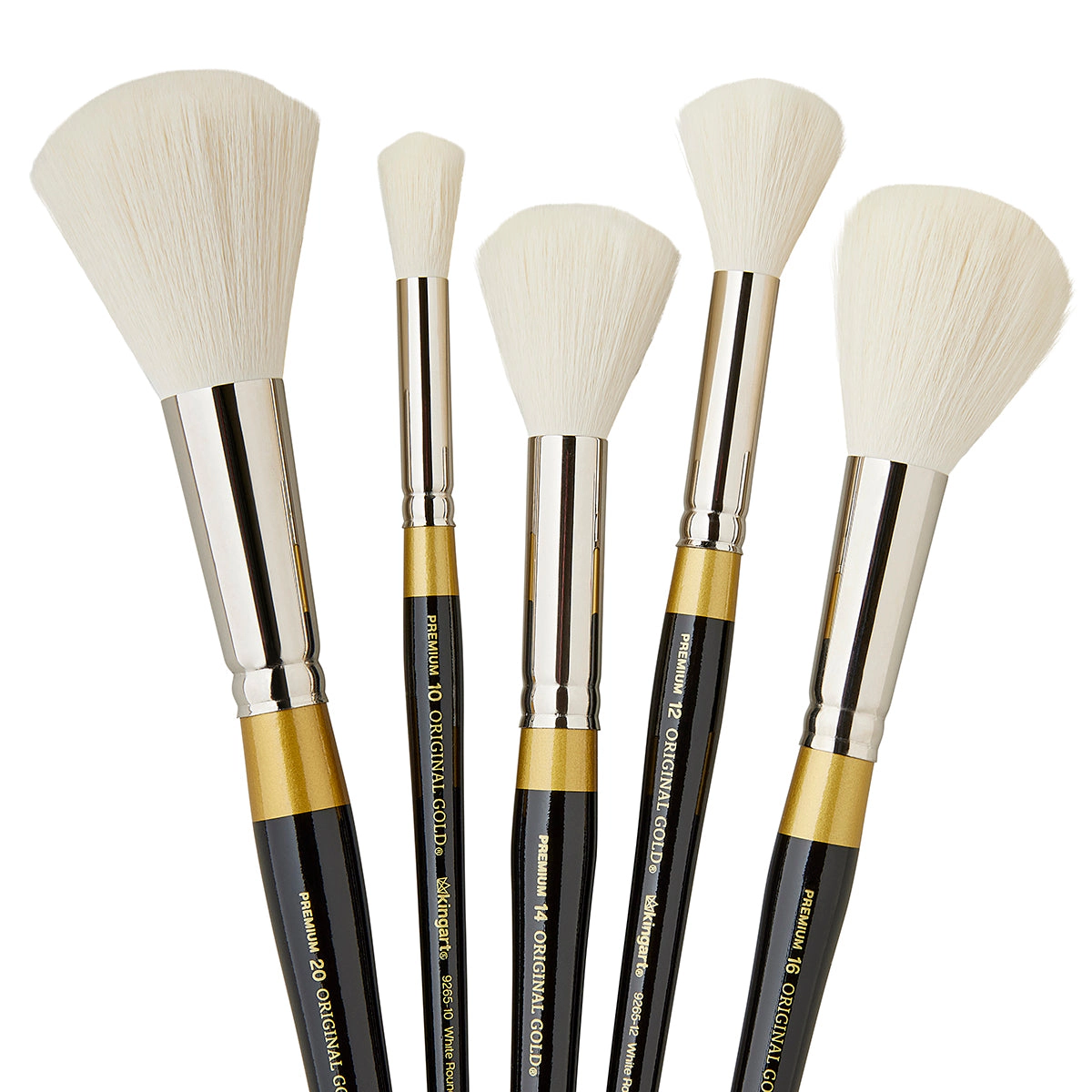 KINGART Original Gold 9265 5-Piece Round Mop Brush Set, Sizes 10–20
