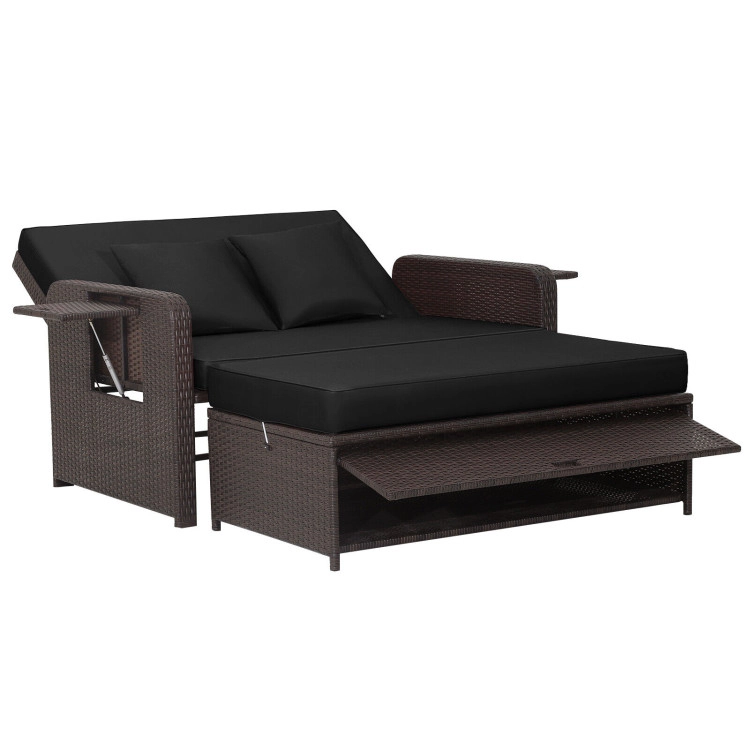 Hivvago Premium Adjustable Outdoor Patio Daybed Set With Cushions And Storage Ottoman
