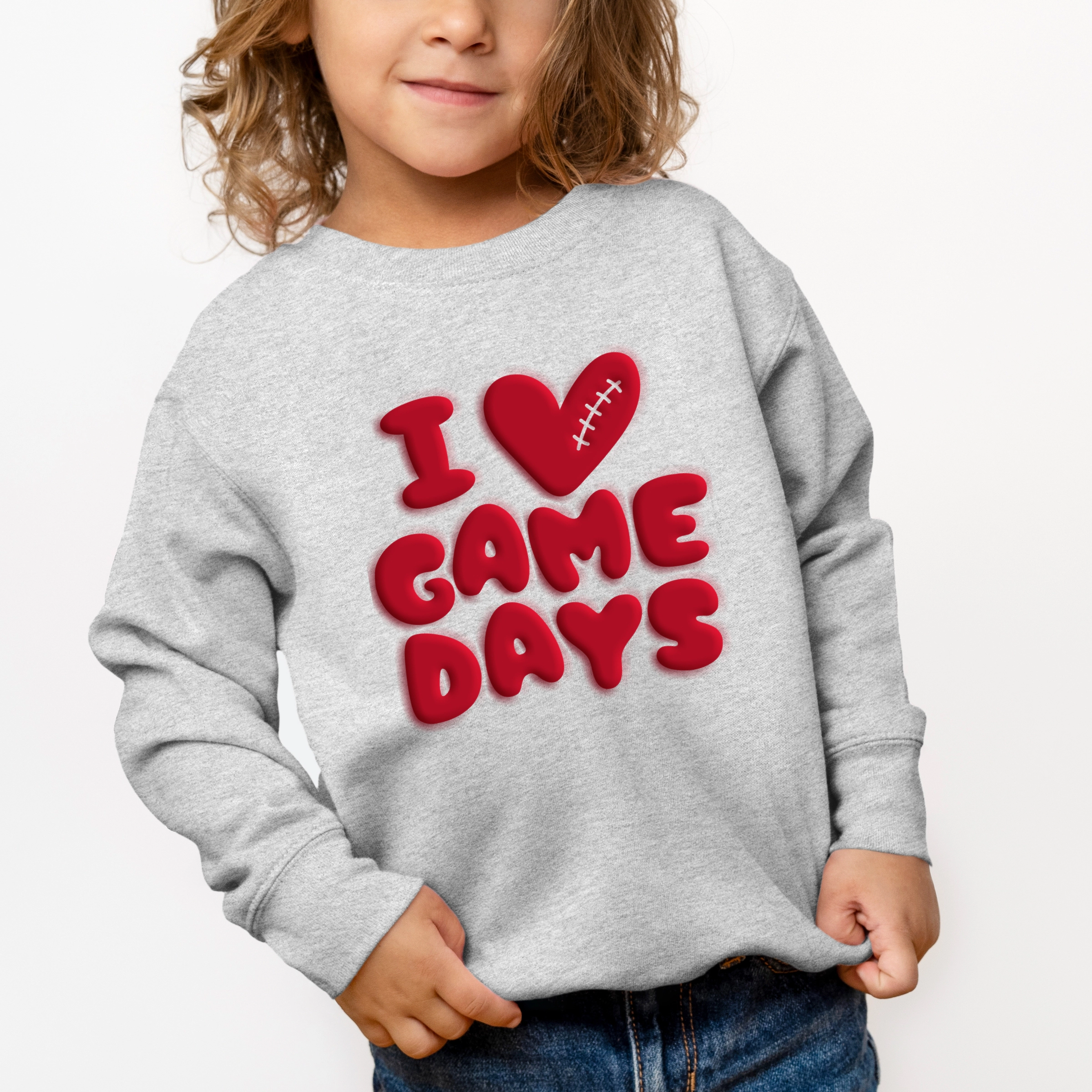 The Juniper Shop - Toddler Graphic Sweatshirt I Love Game Days Puff Print