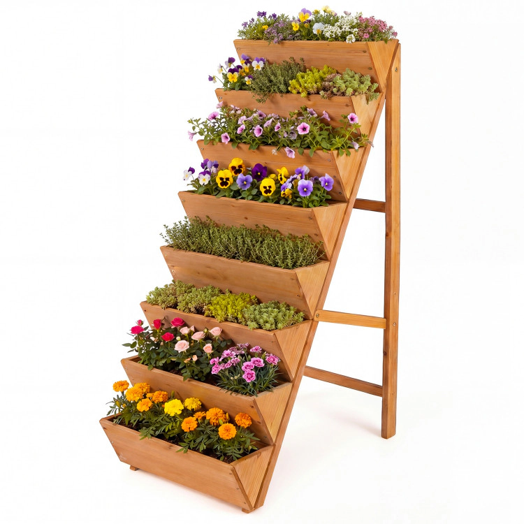 Hivvago 8-tier Vertical Raised Garden Bed Wood Elevated Planter Box with Legs