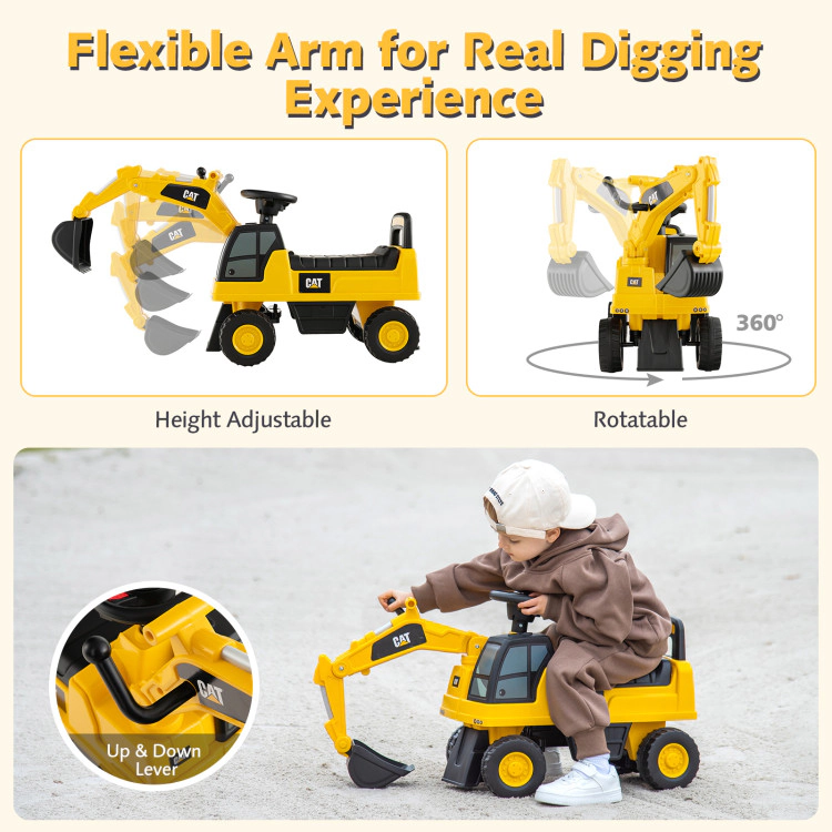 Hivvago Licensed Caterpillar Kids Ride-On Digger-Yellow