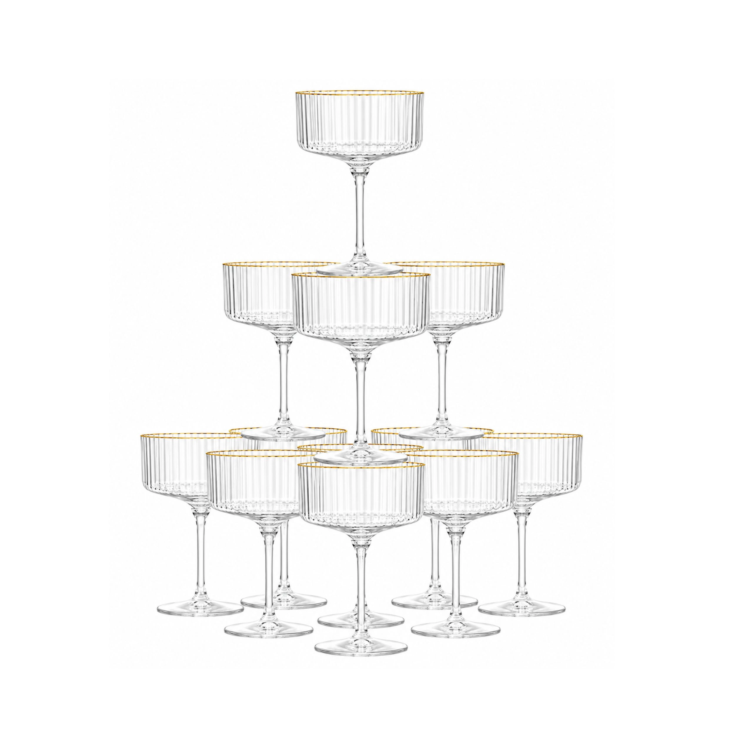 Stock Preferred 20 Count 10 Oz Gold Rim Plastic Martini Coupe Glasses for Parties