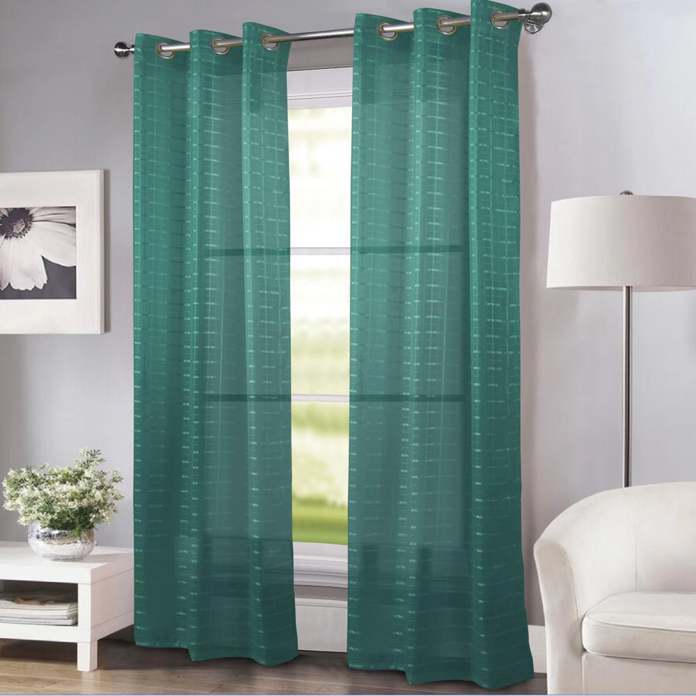 RT Designers Collection Wanda Box Voile Light Filtering One Grommet Curtain Panel 54" x 90" Teal
