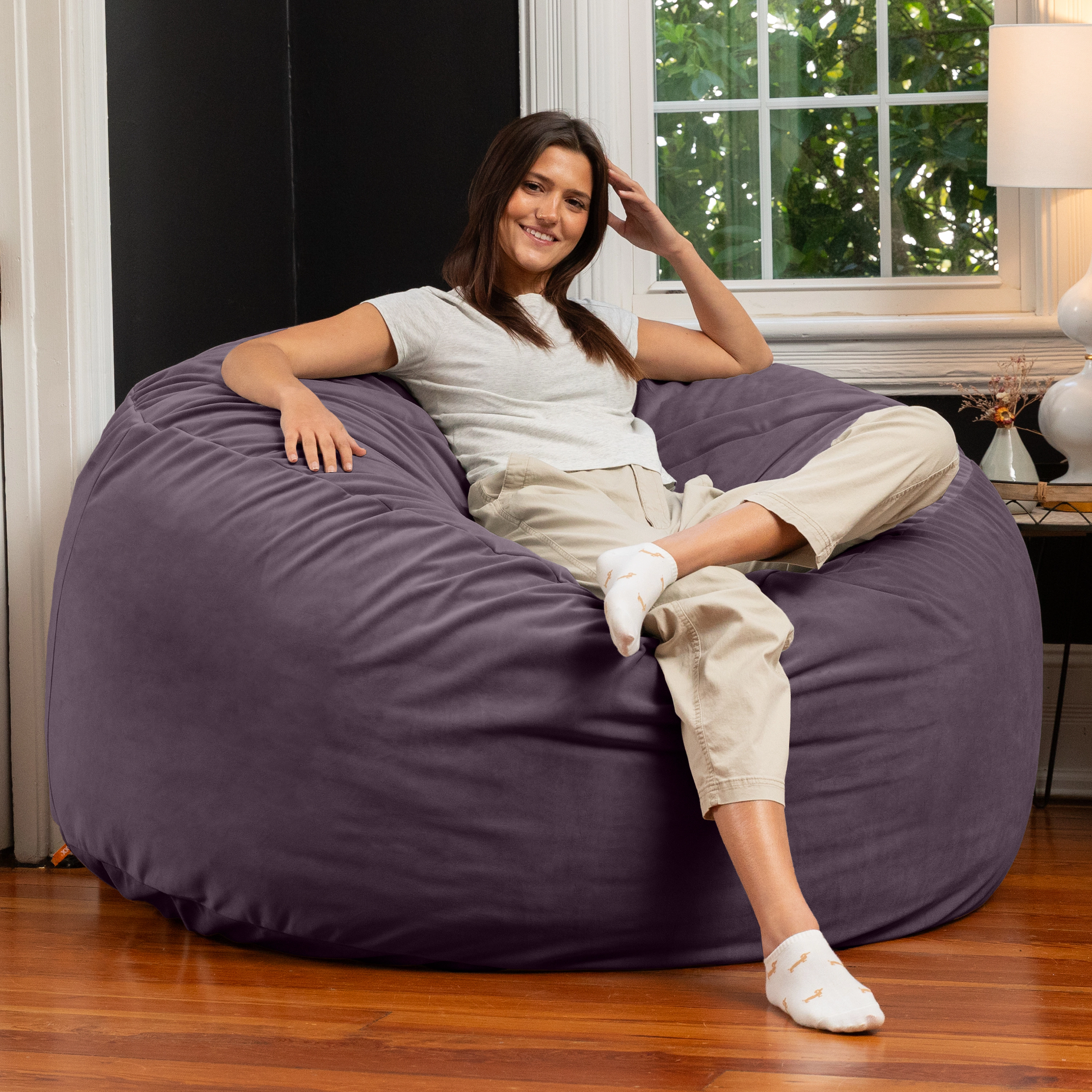 Jaxx 5 Foot Saxx - Large Round Bean Bag Chair for Adults