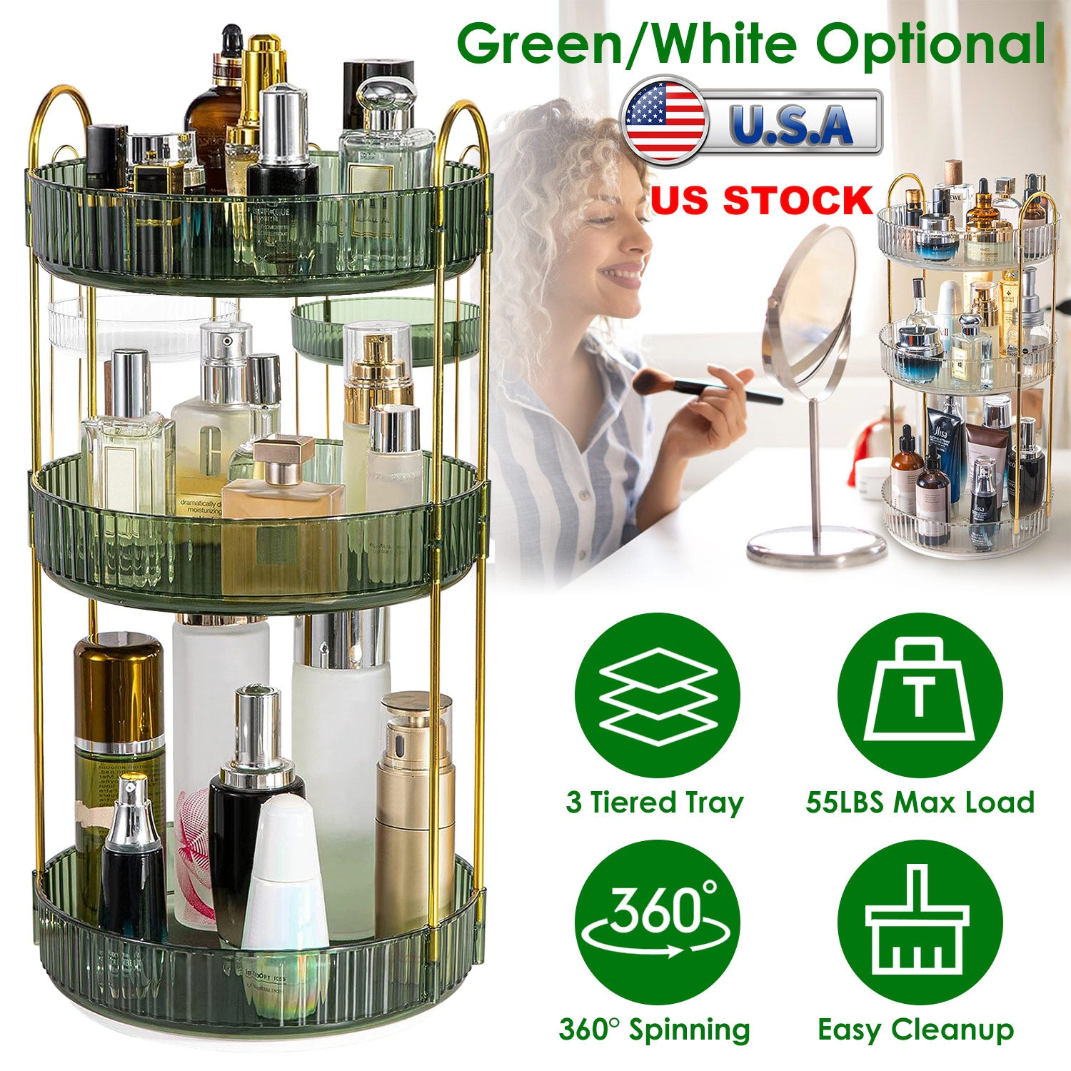 GBruno 3-Tier Rotating Makeup Organizer