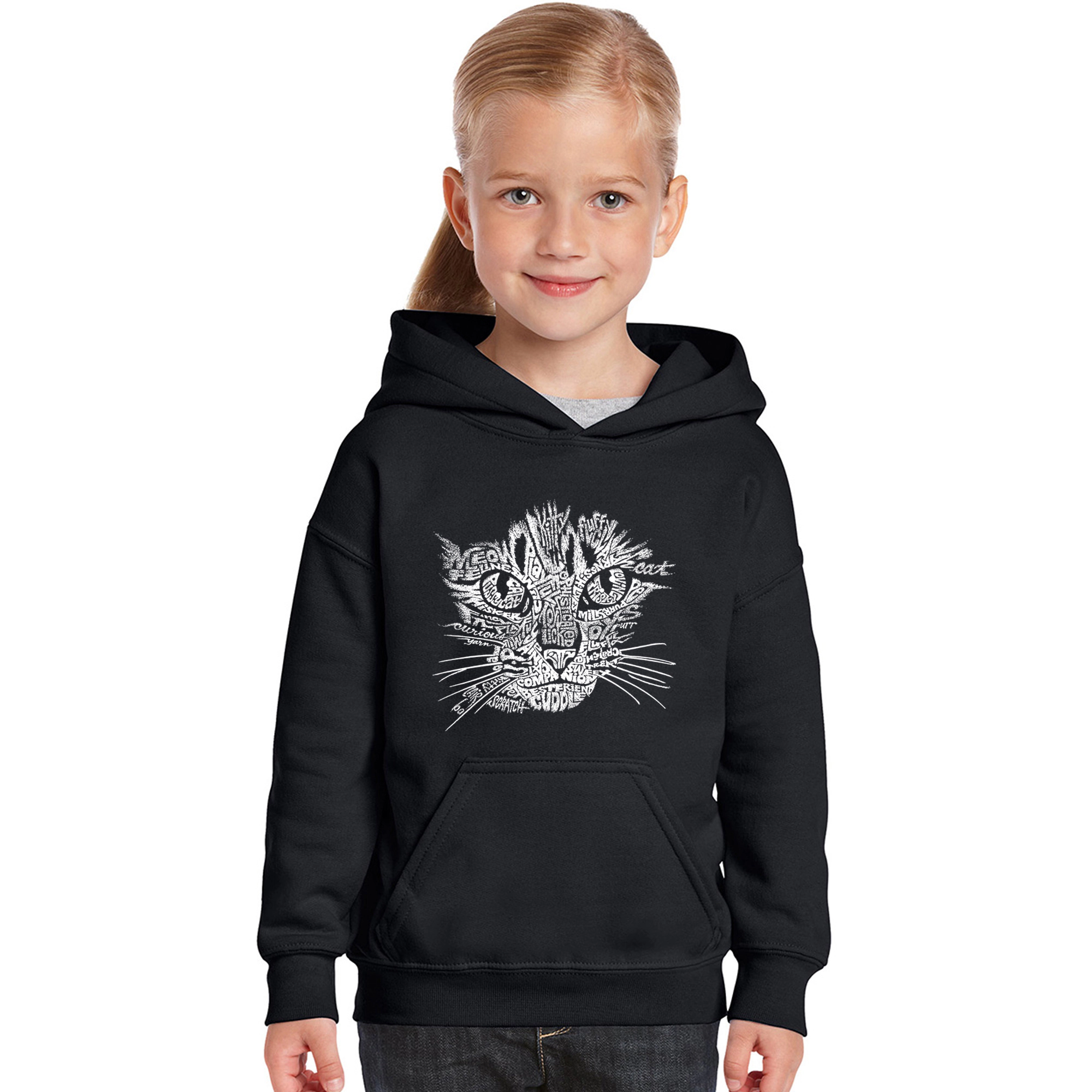 LA Pop Art Girls Word Hoodie - Cat Face