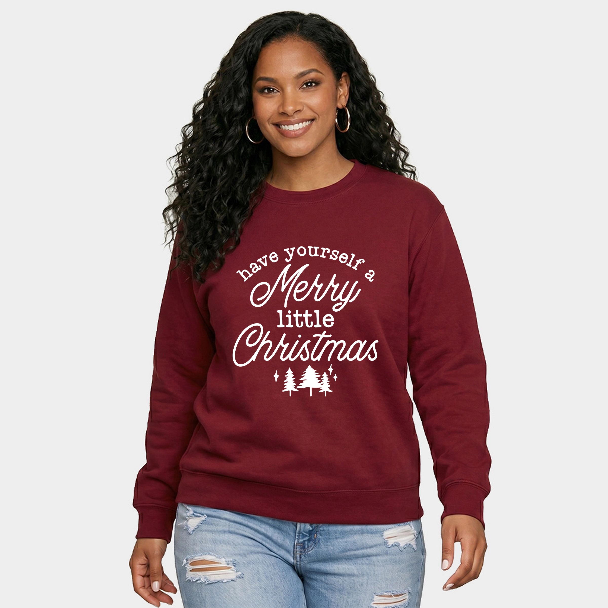 Simply Sage Market - Women's Graphic Sweatshirt Merry Little Christmas Trees