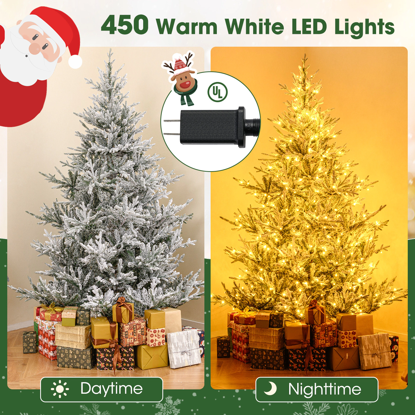 Costway 6/7/8 FT Artificial Christmas Tree with 762/1074/1470 Flocked Branch Tips