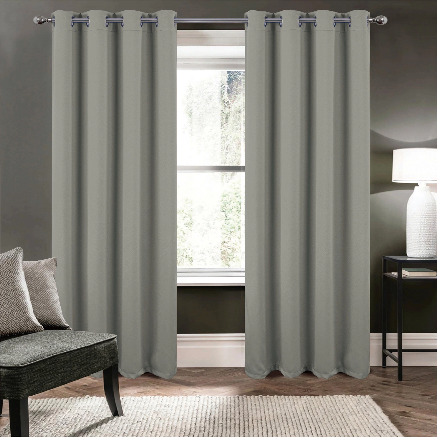 RT Designers Collection Oakley Embossed Blackout Polyester Window Curtain Grommet Panel 52" x 84" Grey