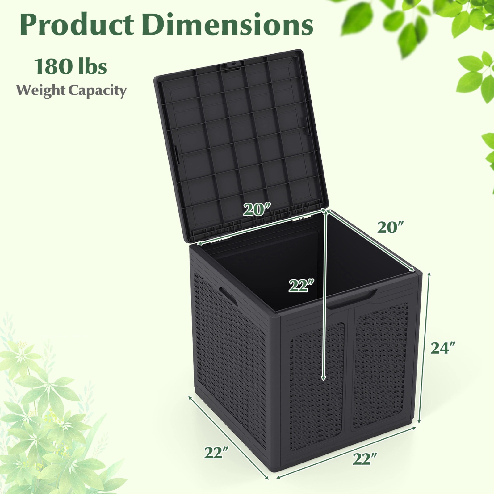 SUGIFT 39-gal 180-lb Capacity Weatherproof PP Outdoor Deck Box with Lockable Lid and Cut-Out Handles