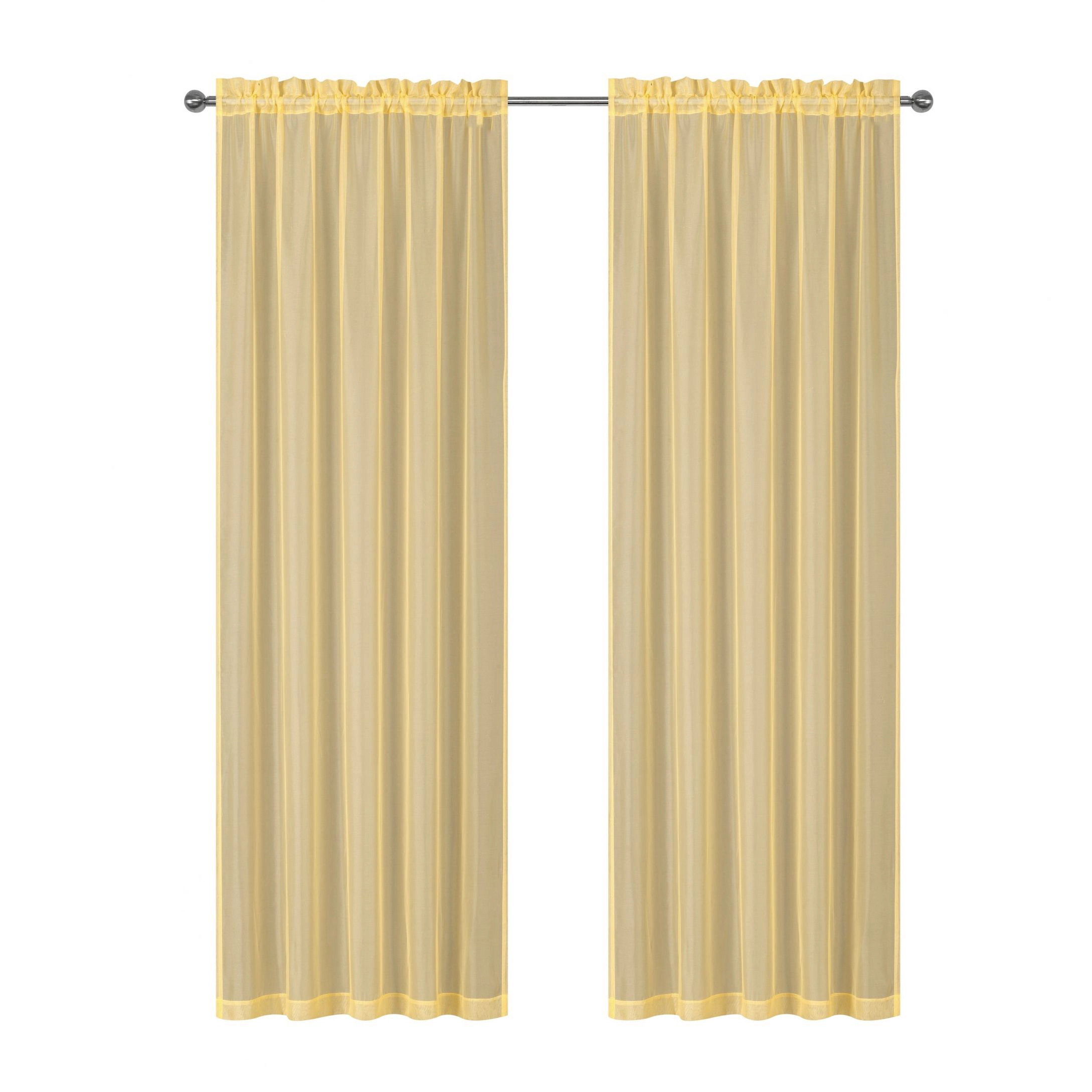 Kate Aurora Montauk Accents Ultra Lux 2 Piece Rod Pocket Gold Sheer Voile Window Curtain Panels - 84 in. Long