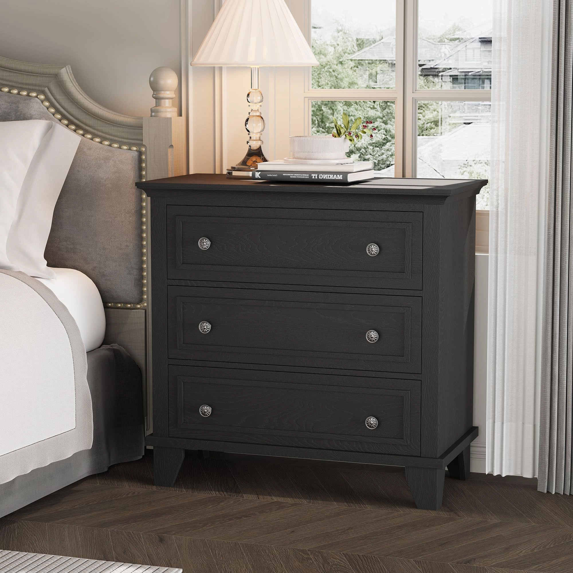 3 Drawer Dresser, Wooden Storage Chest with Metal Handles, Modern Design for Bedroom & Living Room