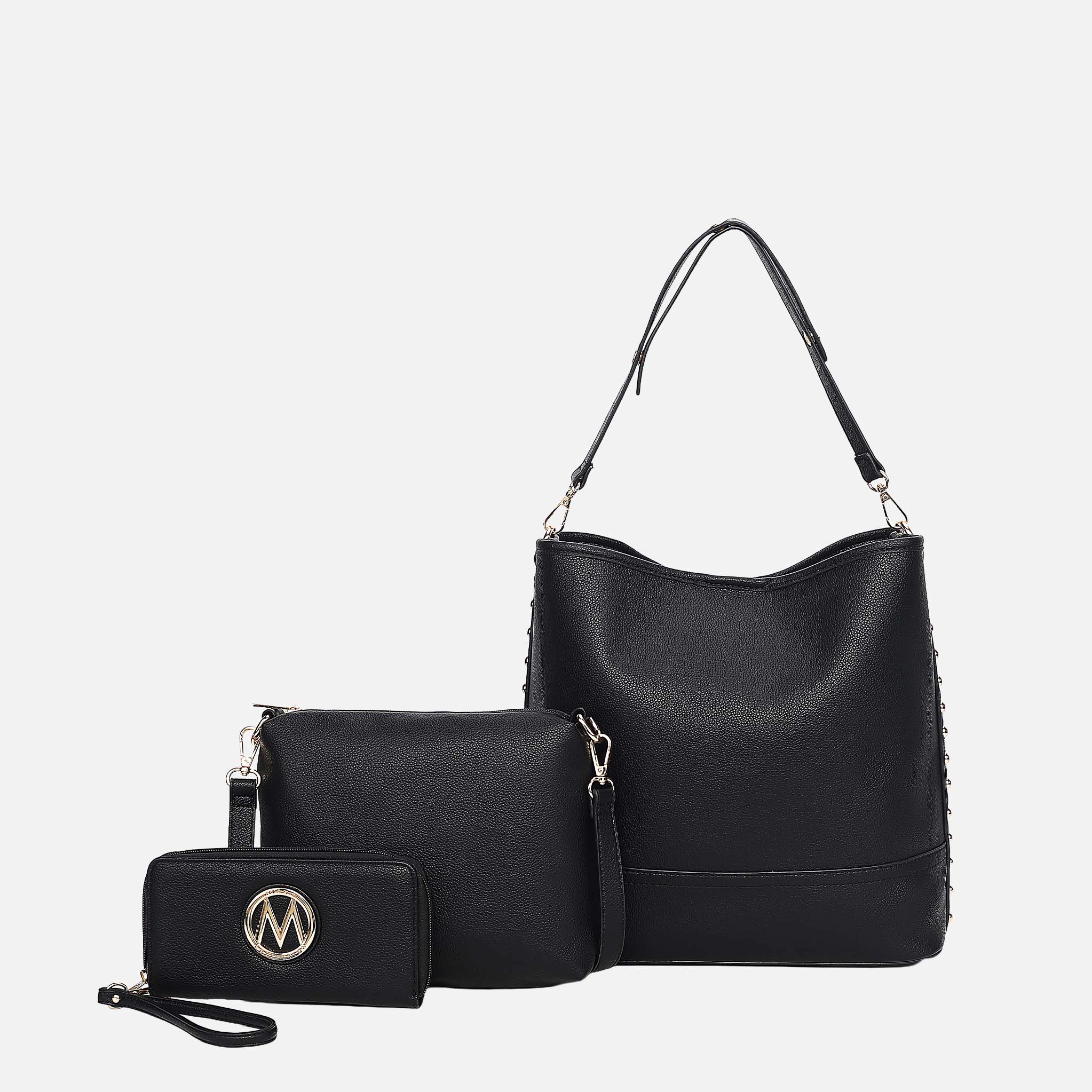 MKF Collection by Mia K Wren 3-Piece Vegan Leather Hobo Bag Set - Hobo, Crossbody Pouch, Wristlet Wallet