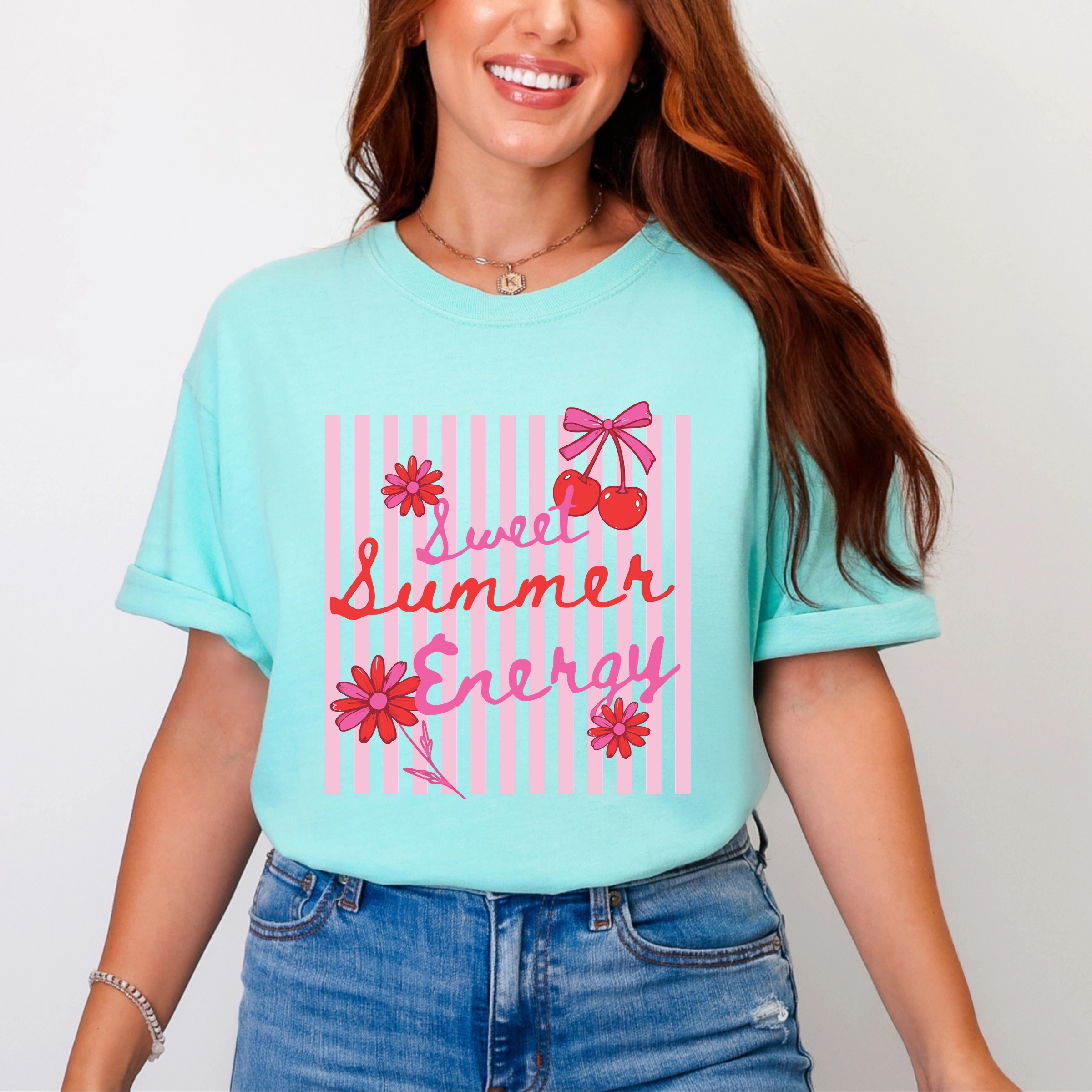 Simply Sage Market - Sweet Summer Energy Cherries Women's Garment Dyed Graphic T-Shirt