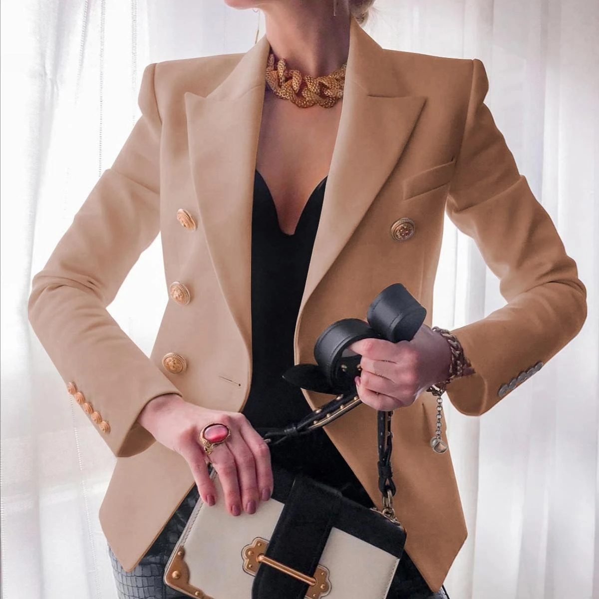 YesFashion Women's Casual Blazers Lightweight Long Sleeve Slim Fit Business Work Office Suit Jacket